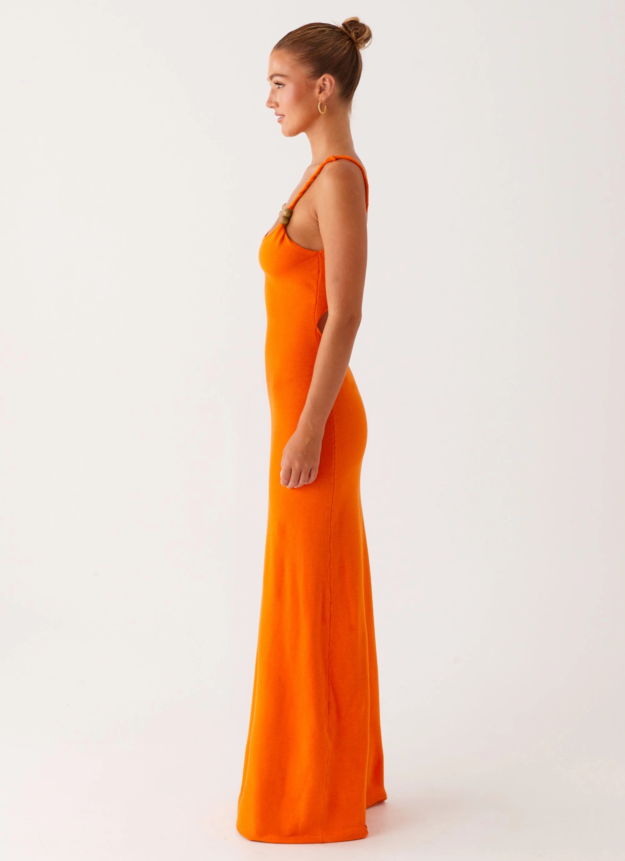 Elaina Knit Maxi Dress - Orange Sophisticated Waist Fit Move Easy