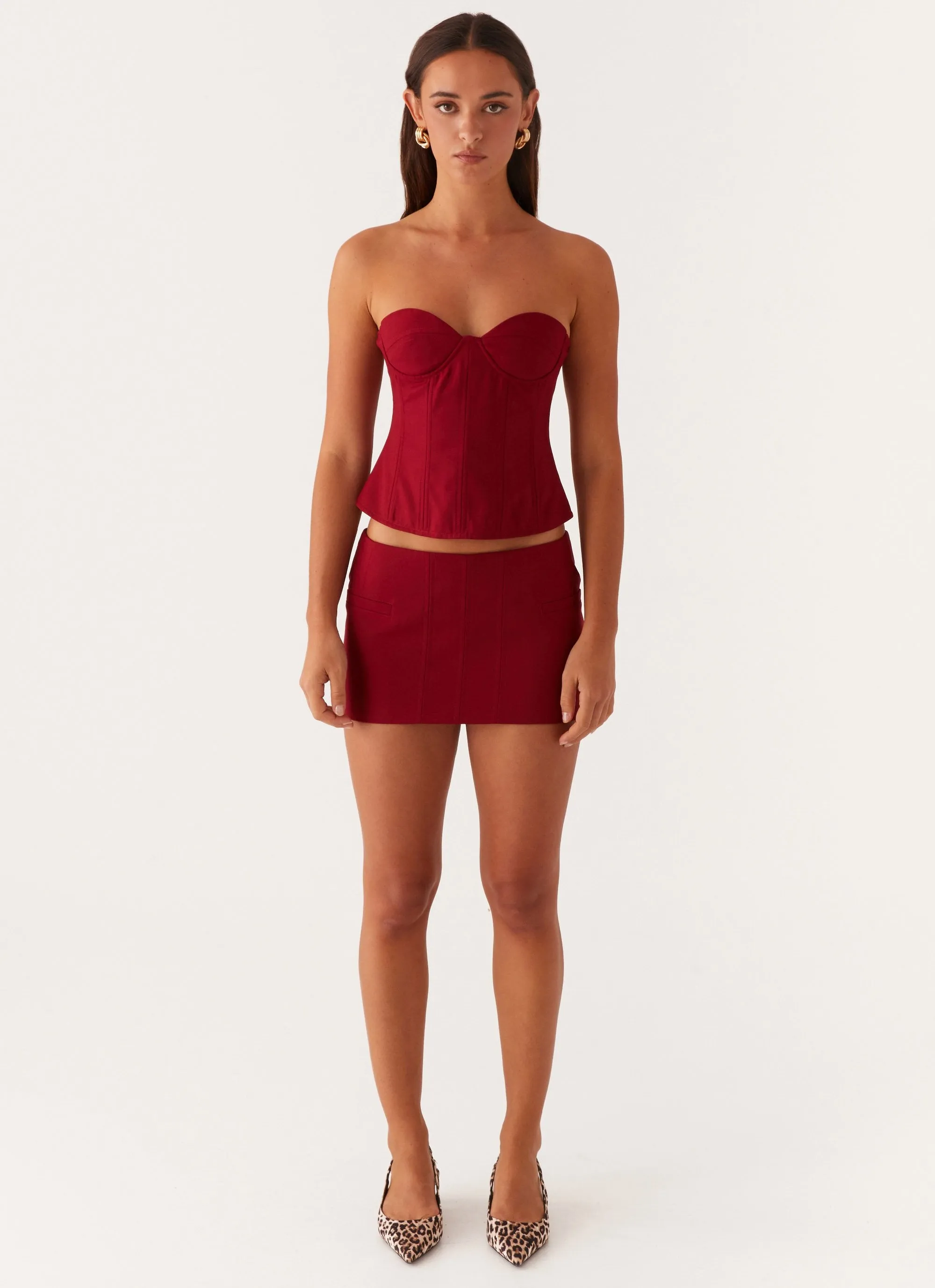 Reinforced Stitching BambooBlend Armelle Corset Top - Maroon