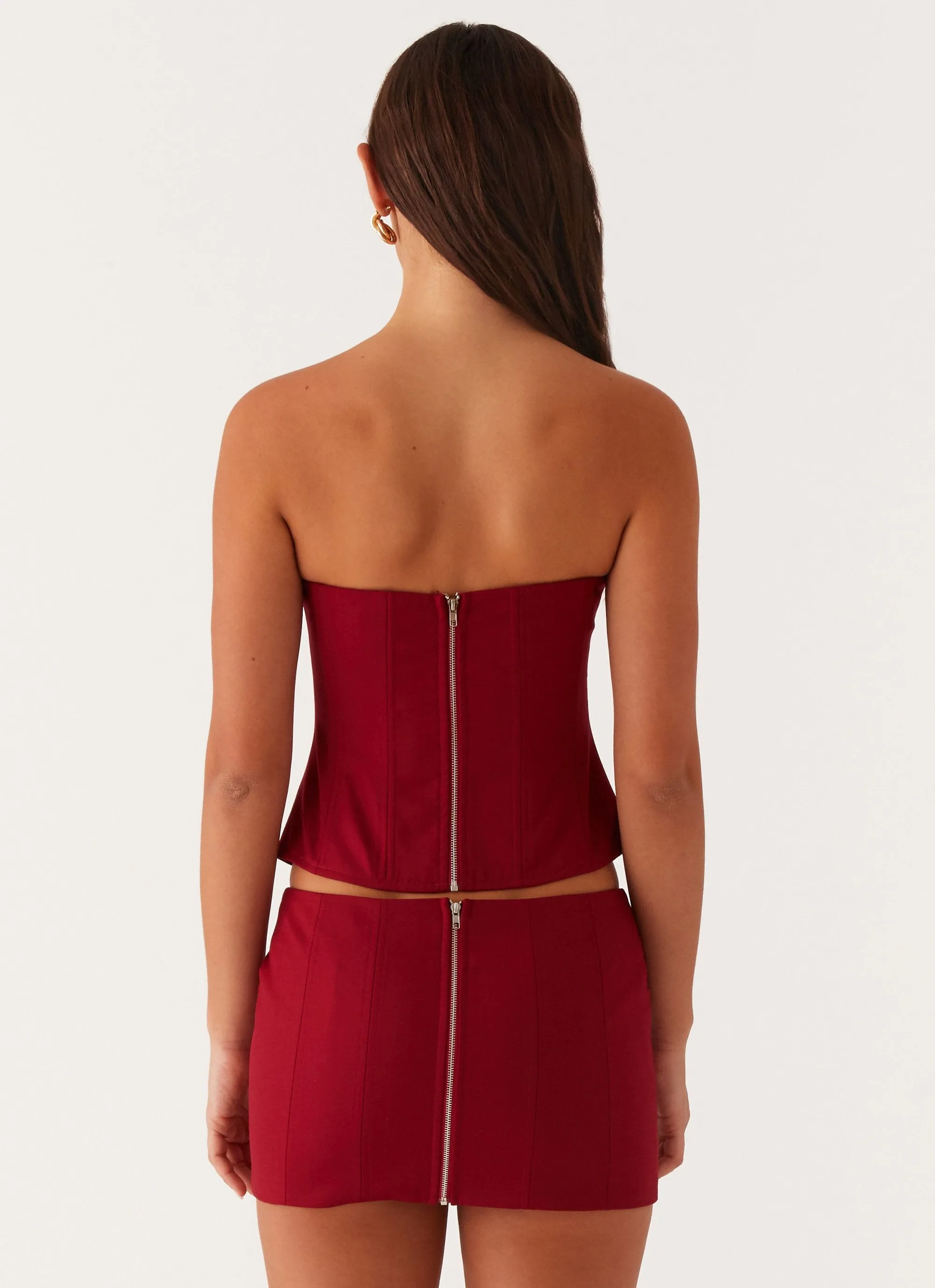 Sustainable Material Blend Armelle Corset Top - Maroon