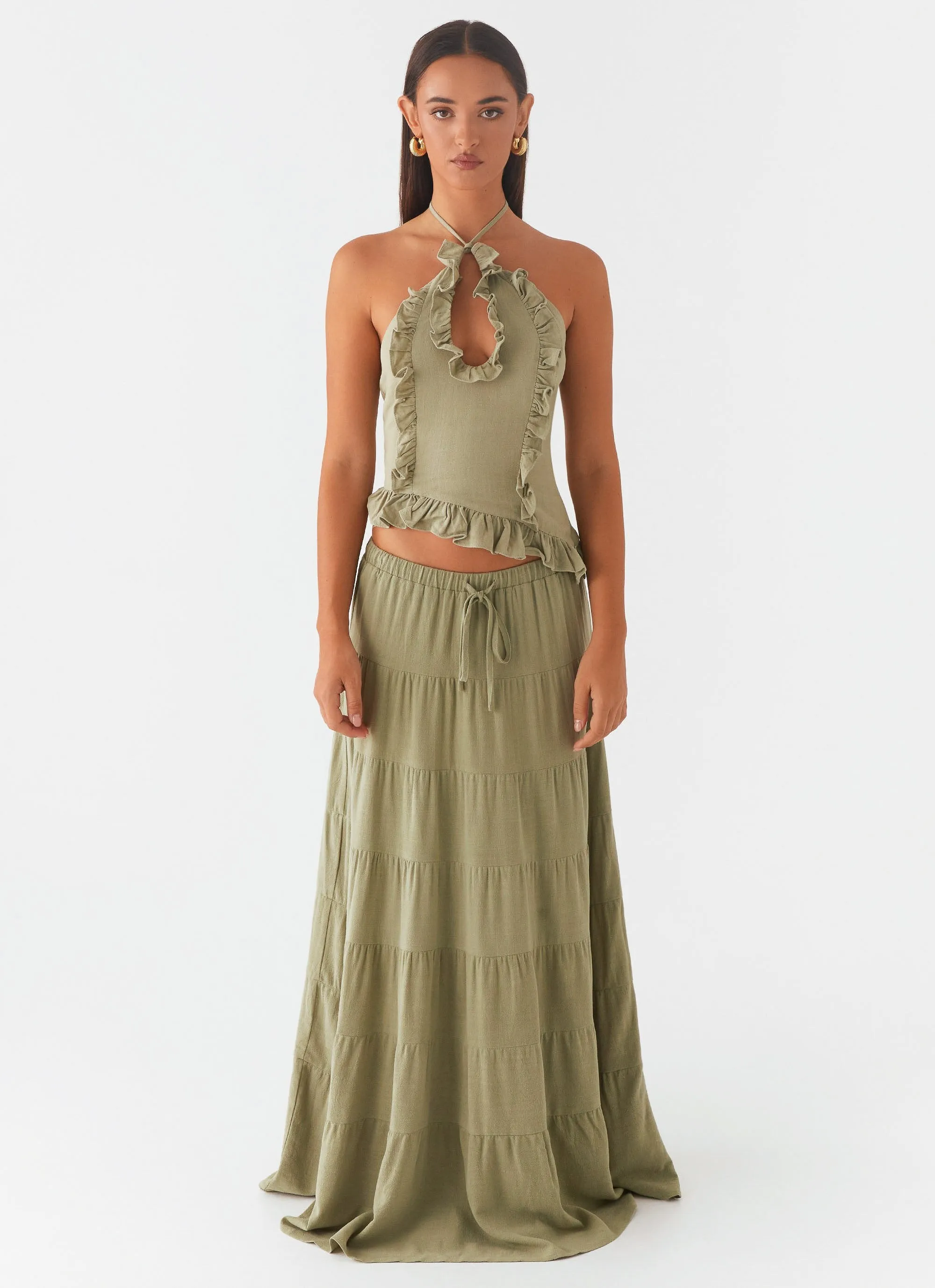 Outfit Mood Mariella Linen Maxi Skirt - Sage
