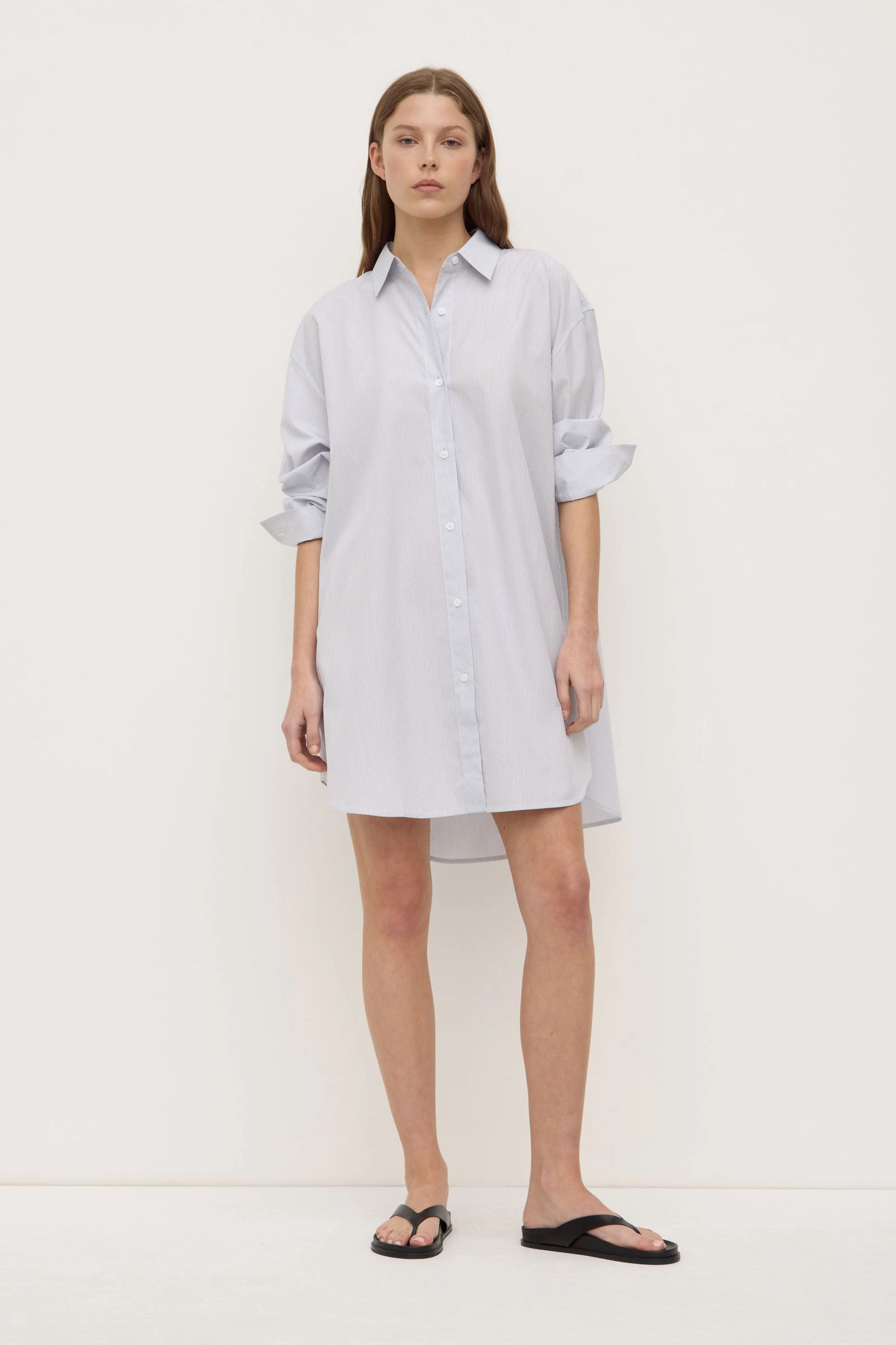 Feminine Structure Luxe Touch Cora Stripe Shirt Dress