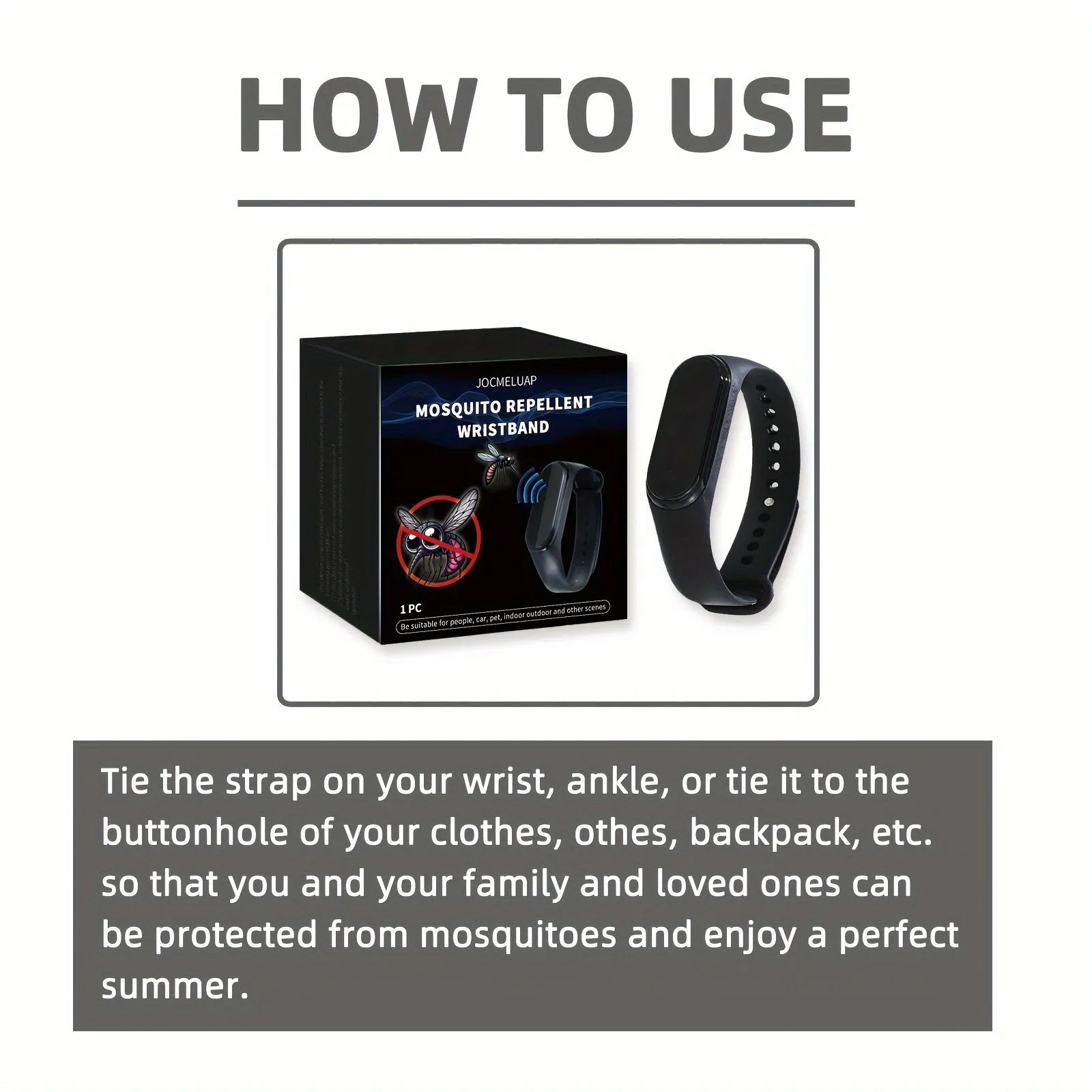 Electronic Mosquito Repellent Bracelet, Battery-Powered for Outdoor - TJR3E7B
