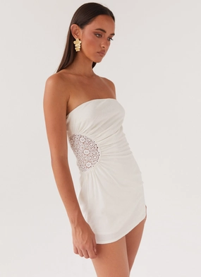 Palm Island Tube Mini Dress - White Sage Detail