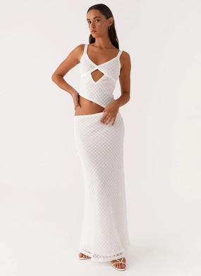 Jocelyn Maxi Dress - White Crochet Monochrome Mood