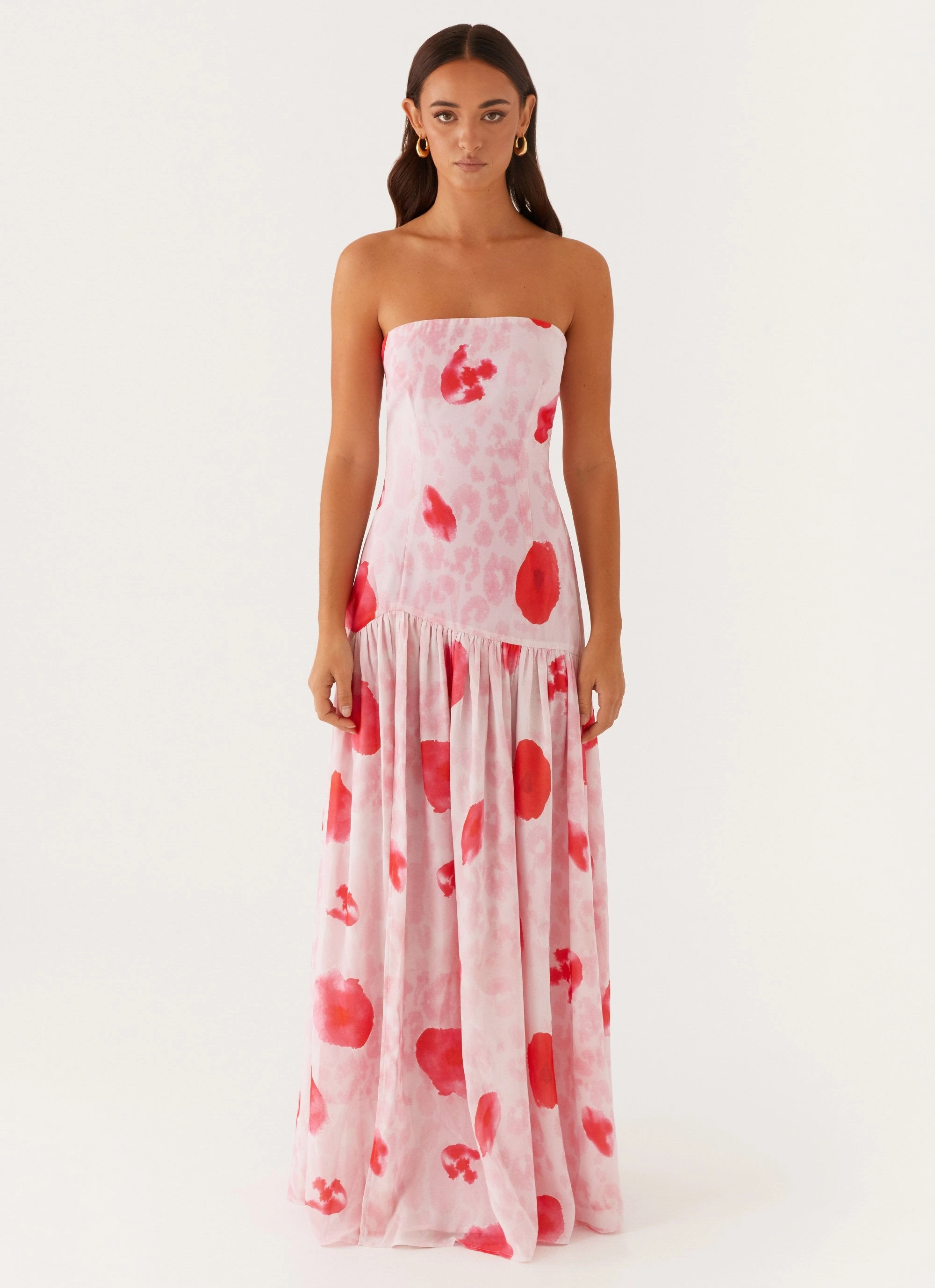 Hot Now Eden Strapless Maxi Dress - Rose Leopard
