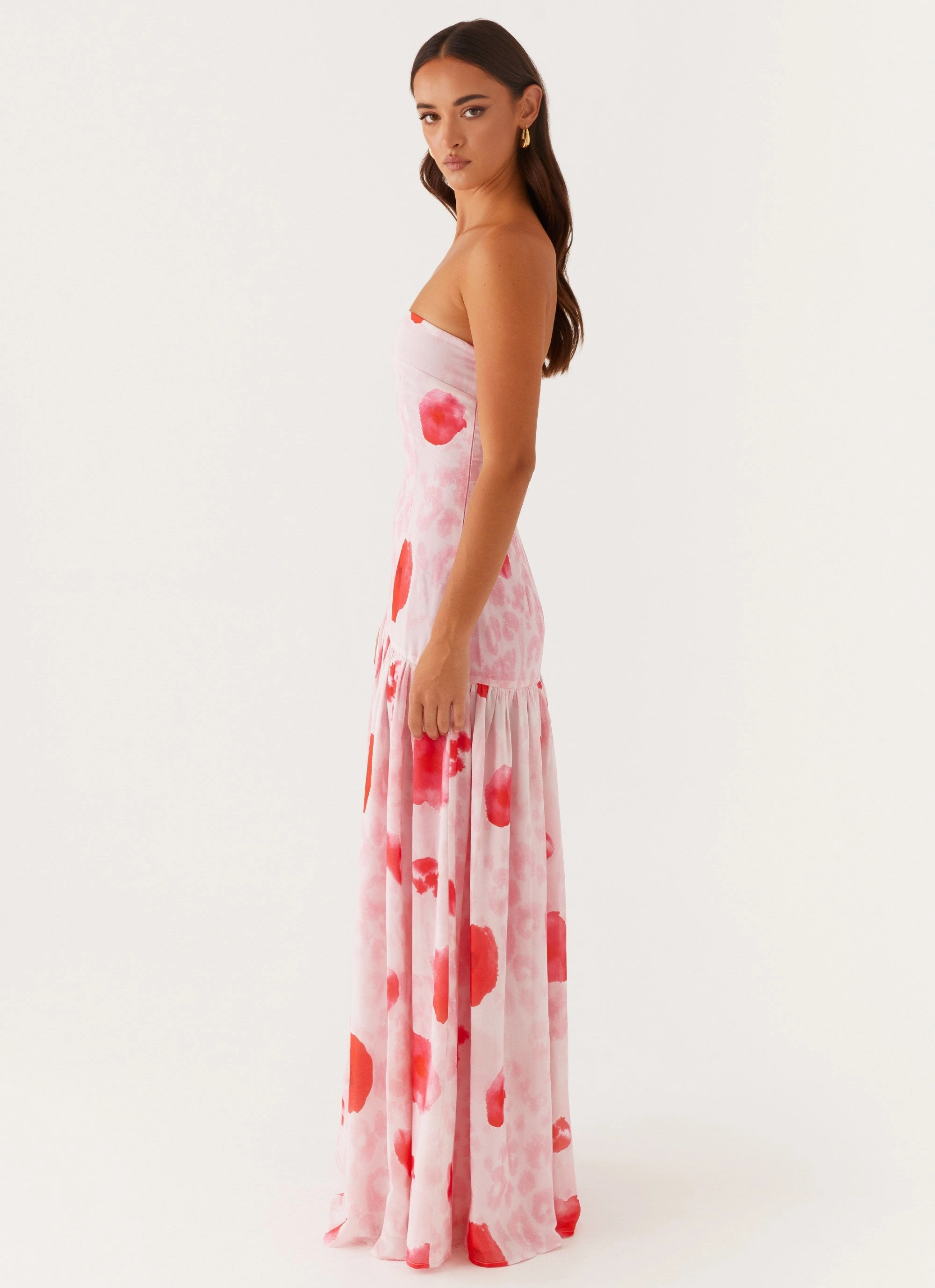 Chic Casual Wear Eden Strapless Maxi Dress - Rose Leopard