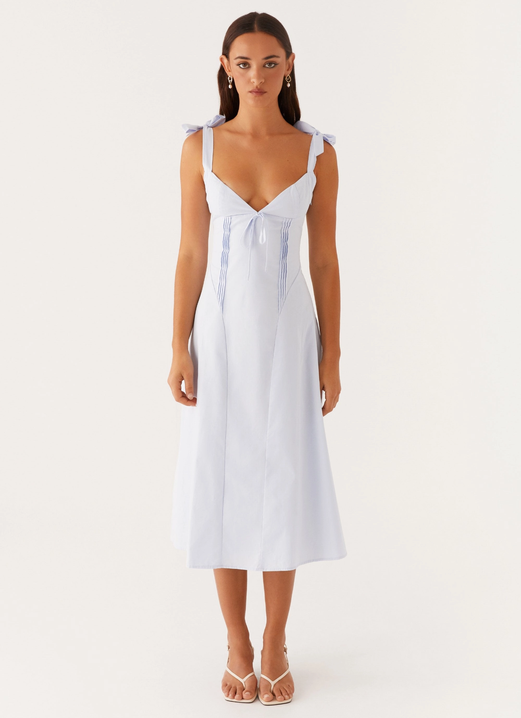 Peace View Elegant Everyday Adela Midi Dress - Blue
