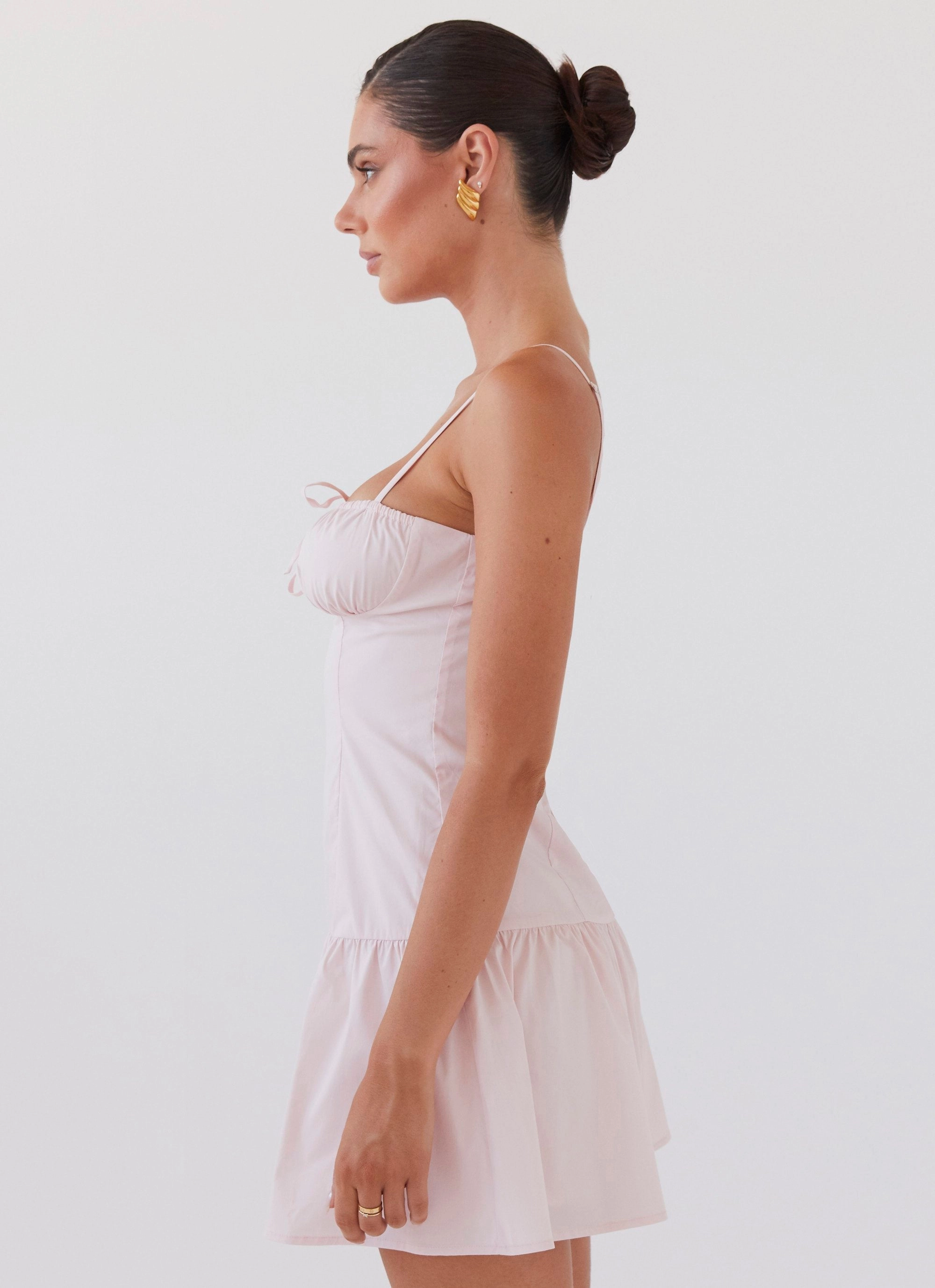 Romantic Charm Bustier Mini Dress - Baby Pink Comfy and Cozy