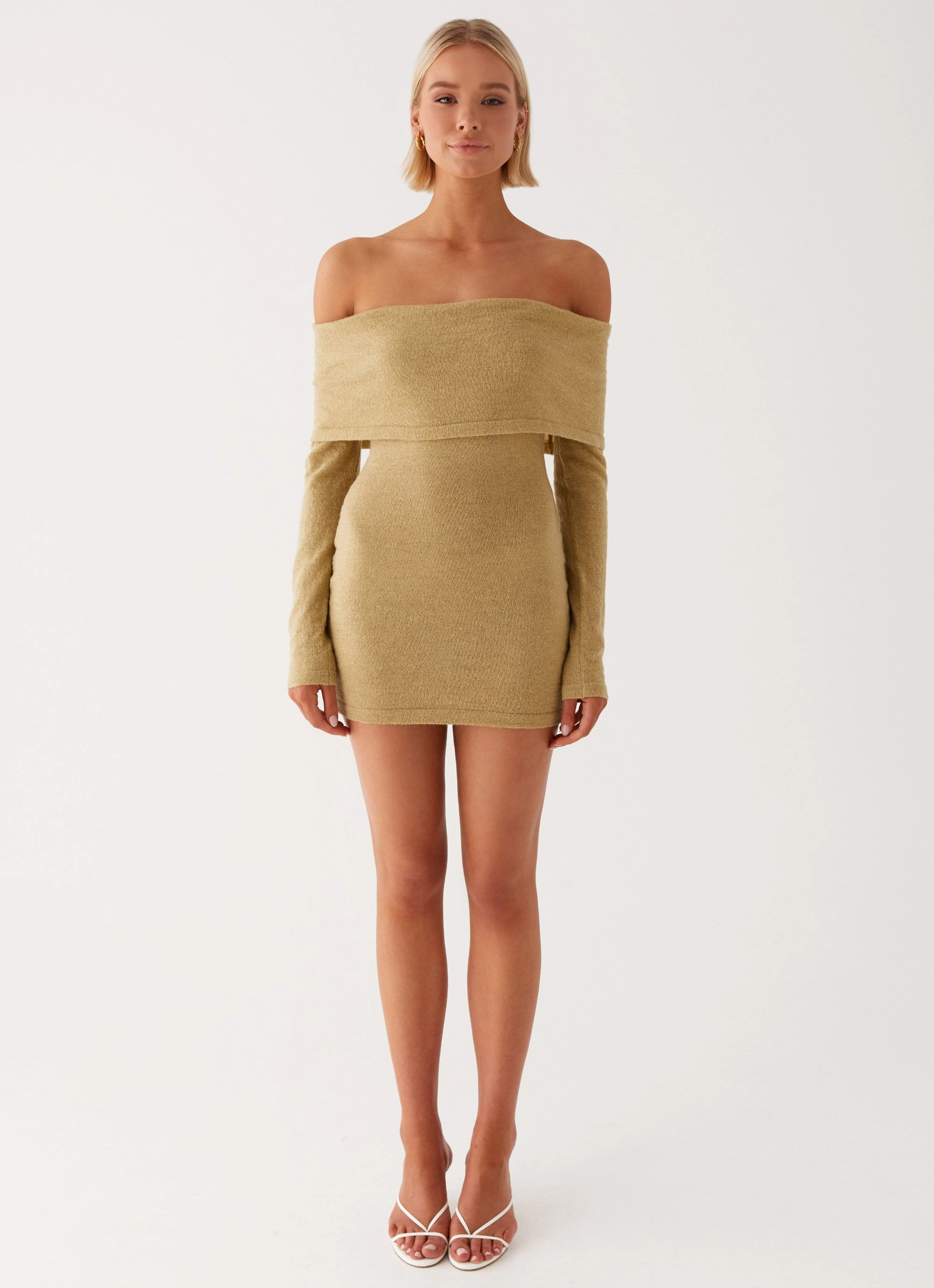 Chic Wear Myla Off Shoulder Mini Dress - Camel