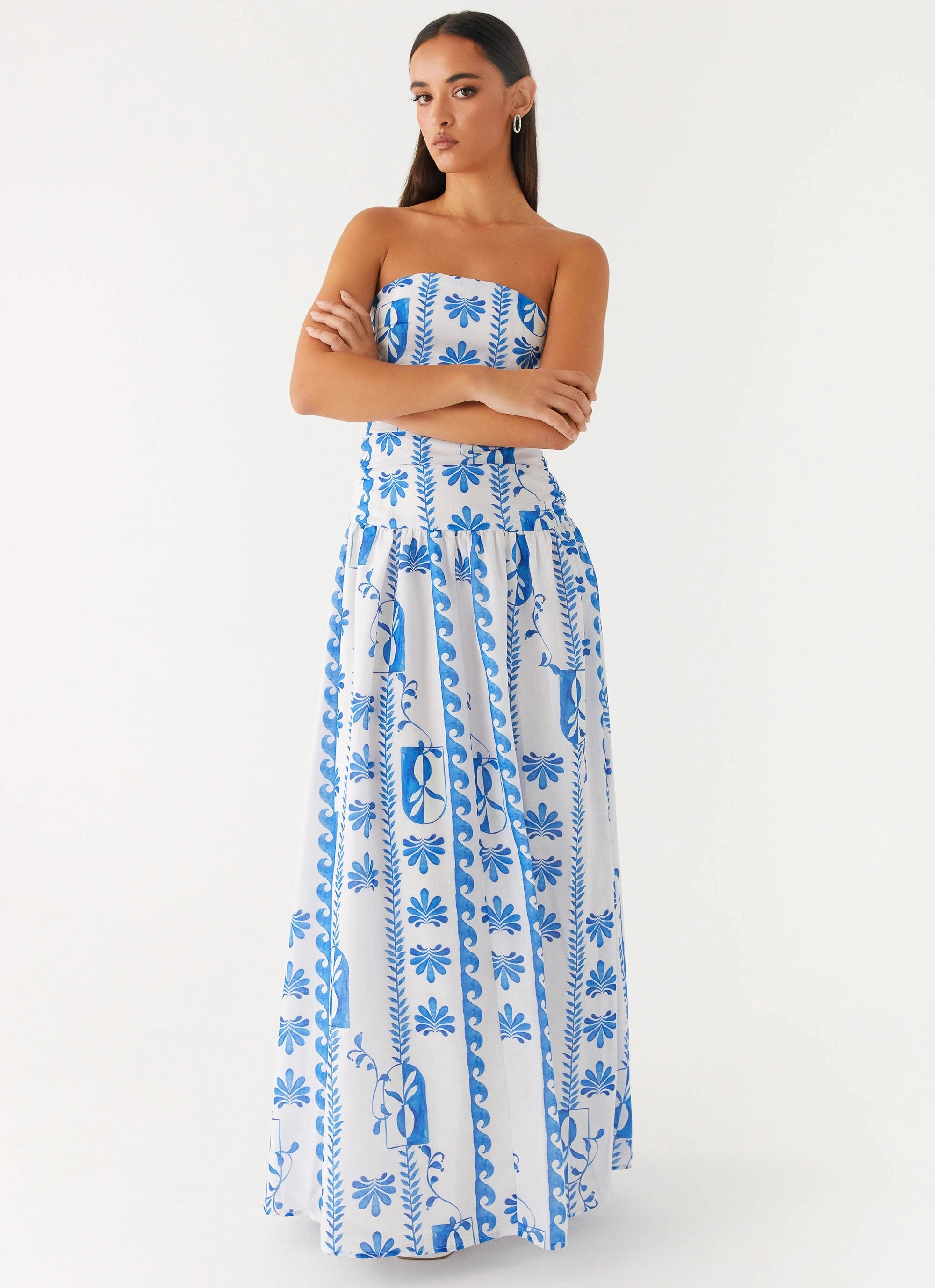 Refined touch Live Soft Carmel Maxi Dress - Floral Wave