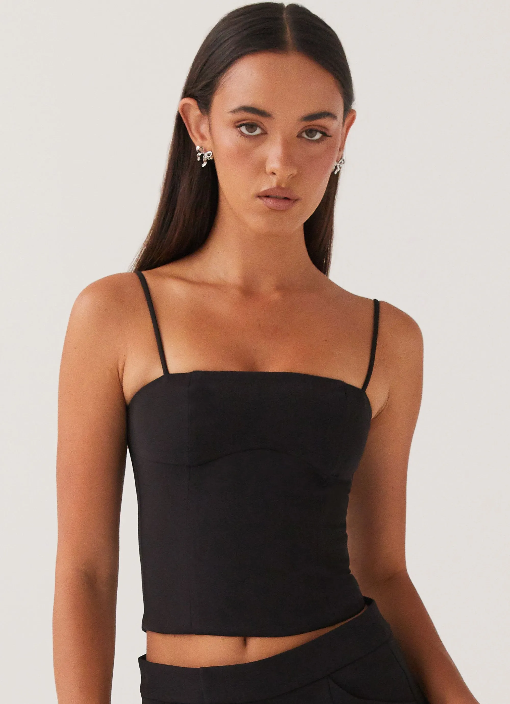 Anti Pill Surface Soft Touch Texture Eliana Crop Top - Black