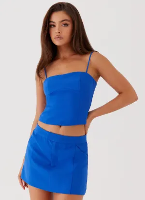 Eliana Crop Top - Cobalt Sweat Absorbing Lining