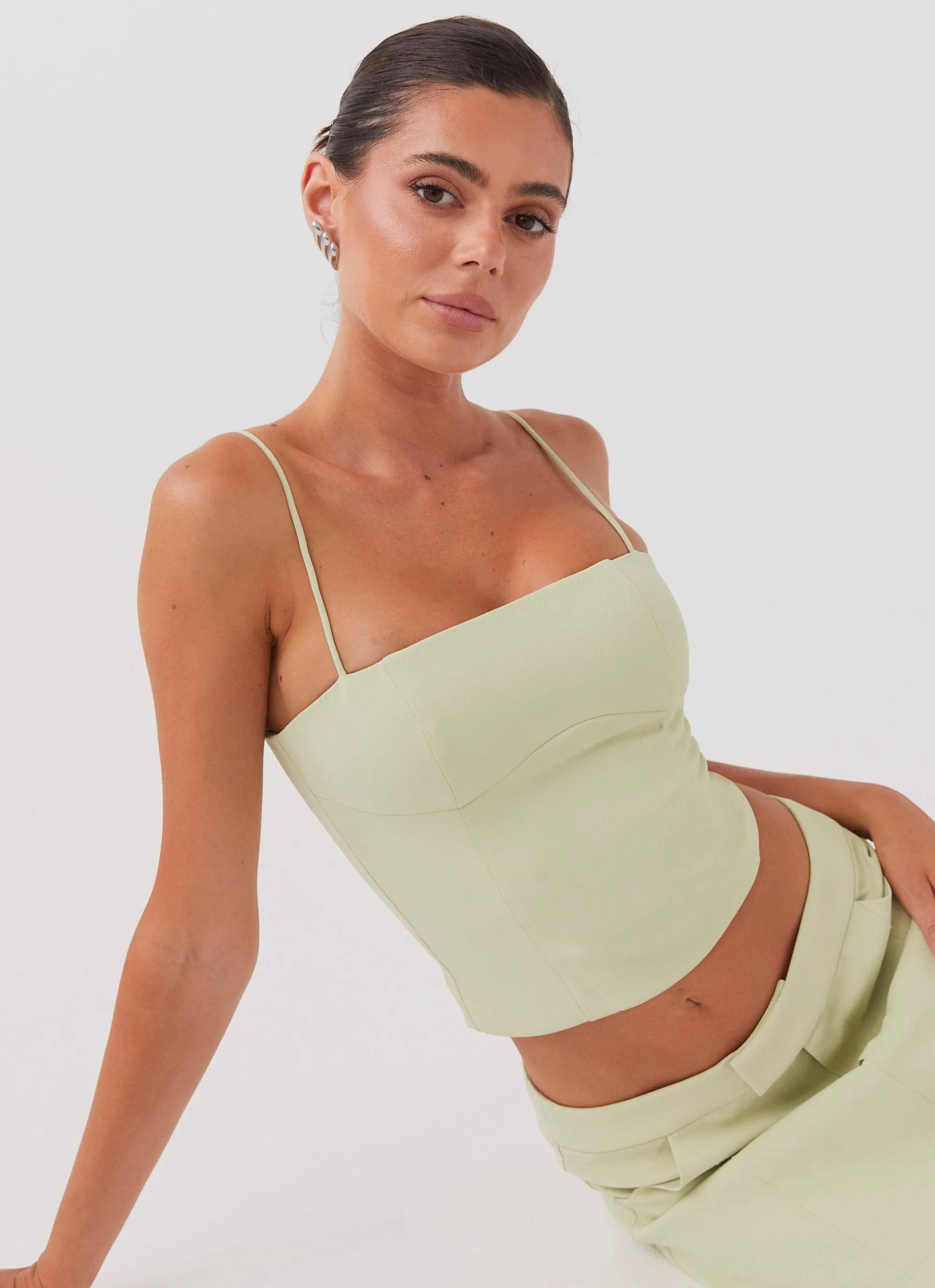 Eliana Crop Top - Green Zest AntiStaticFinish SnagResistant