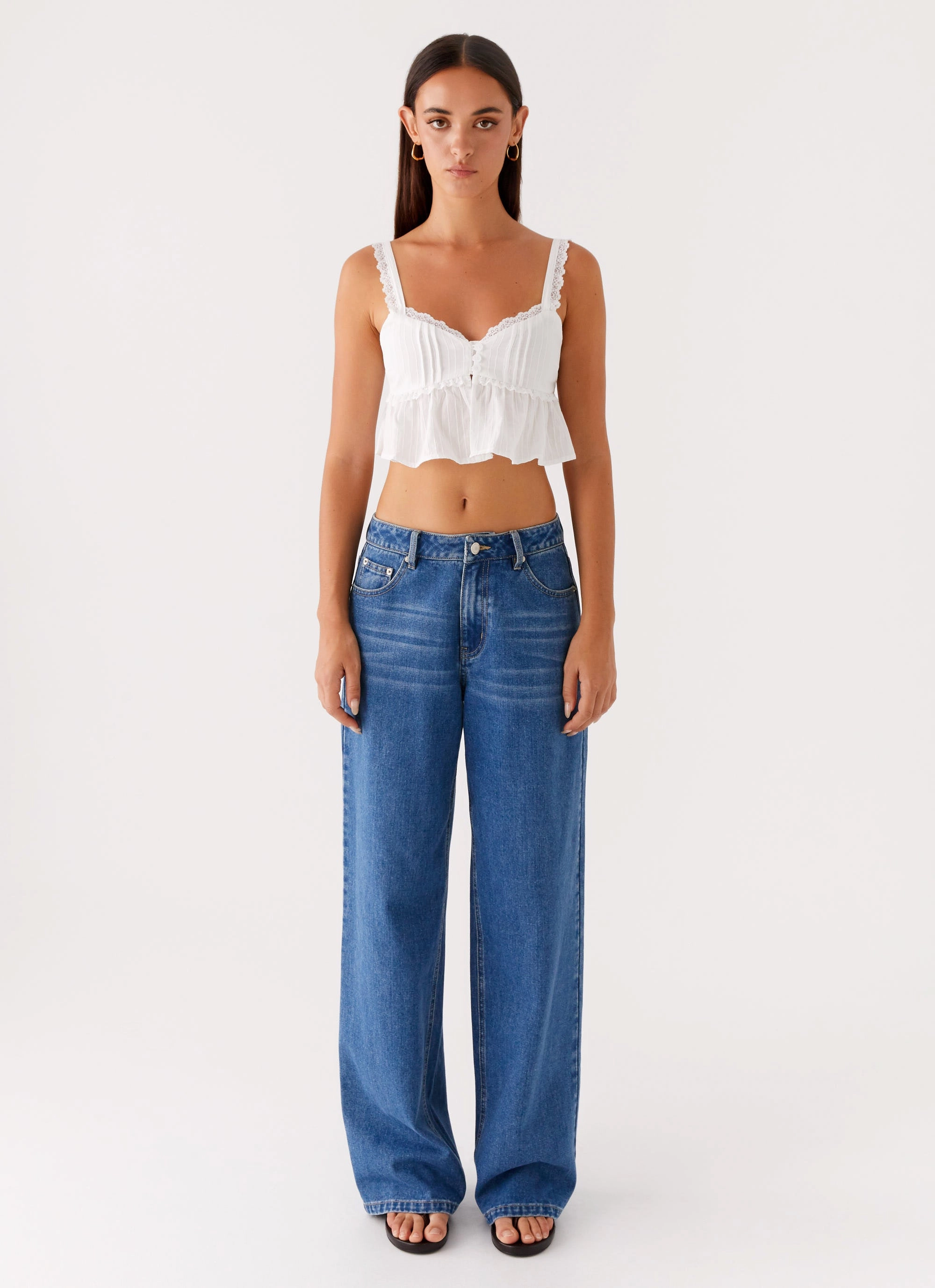 Elliana Cami Top - White Snag Free Fabric