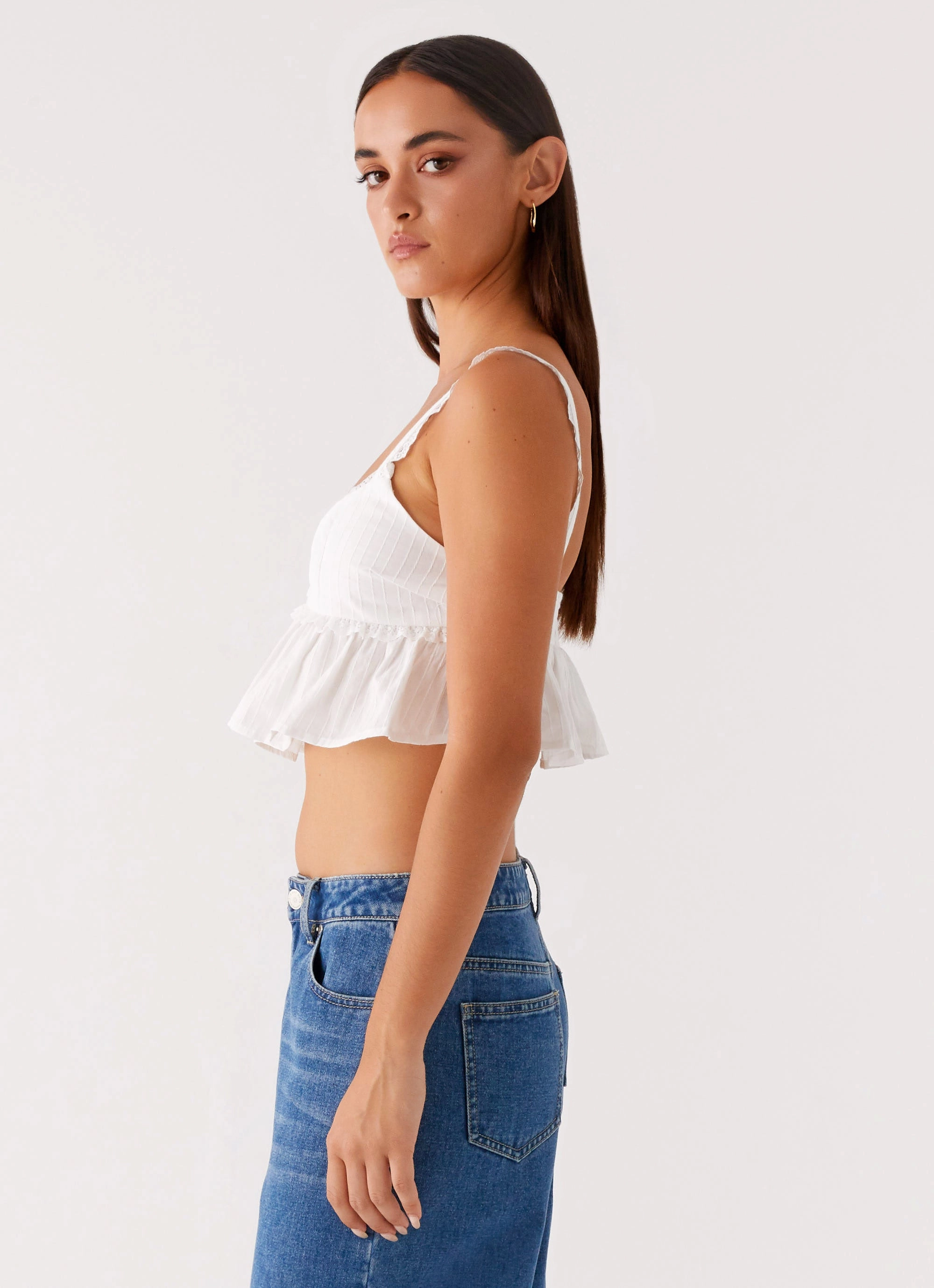 ReflectiveTrimDetails NonFade Dye Elliana Cami Top - White