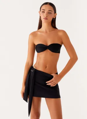Ellie Swim Mini Skirt - Black Back Slit Simple Layers
