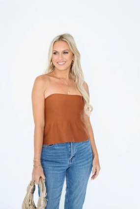 Ellie Strapless Peplum- Cafe Double Stitched Hems