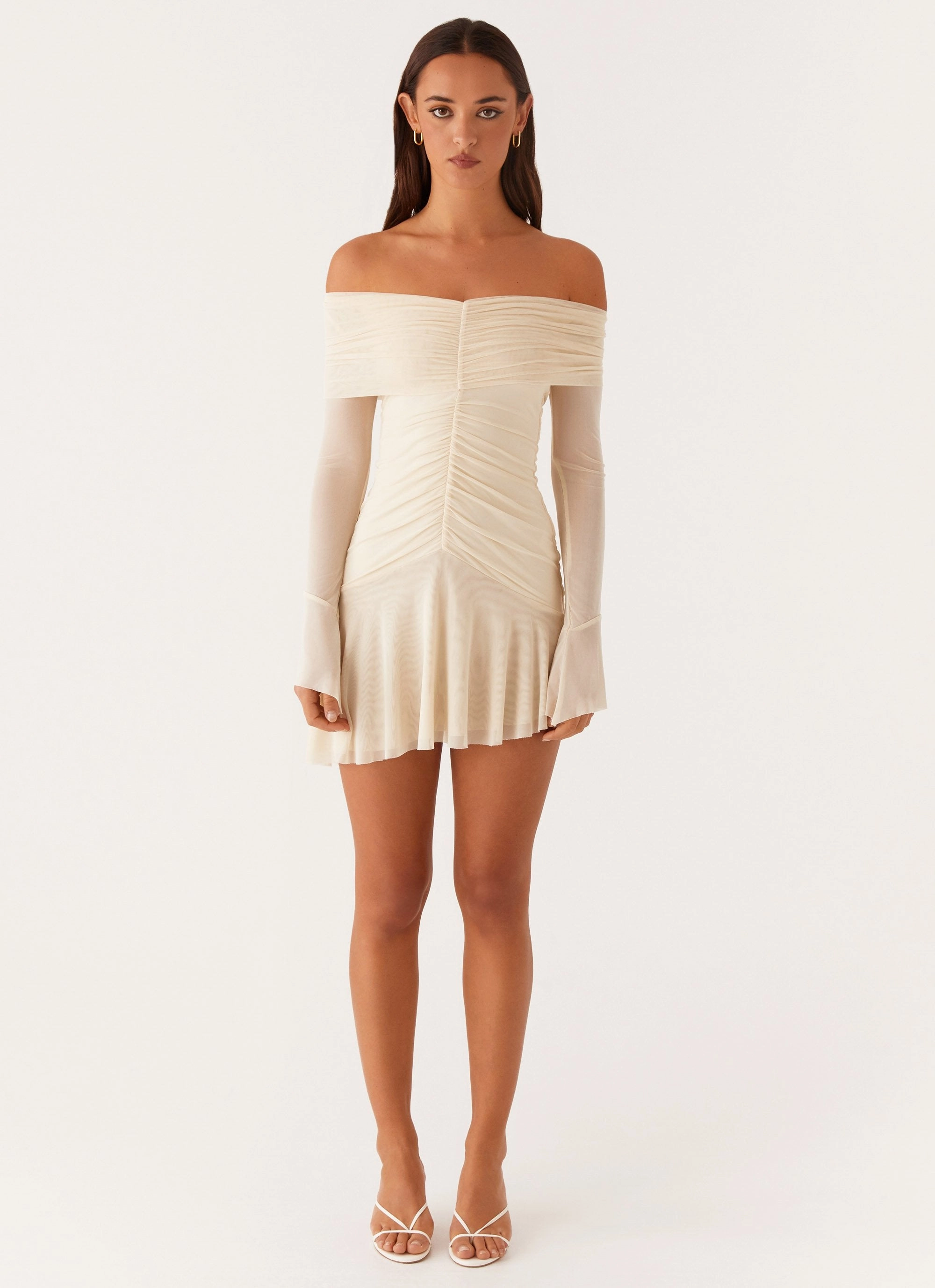 Ellis Ruched Mini Dress - Pastel Yellow Body Positive