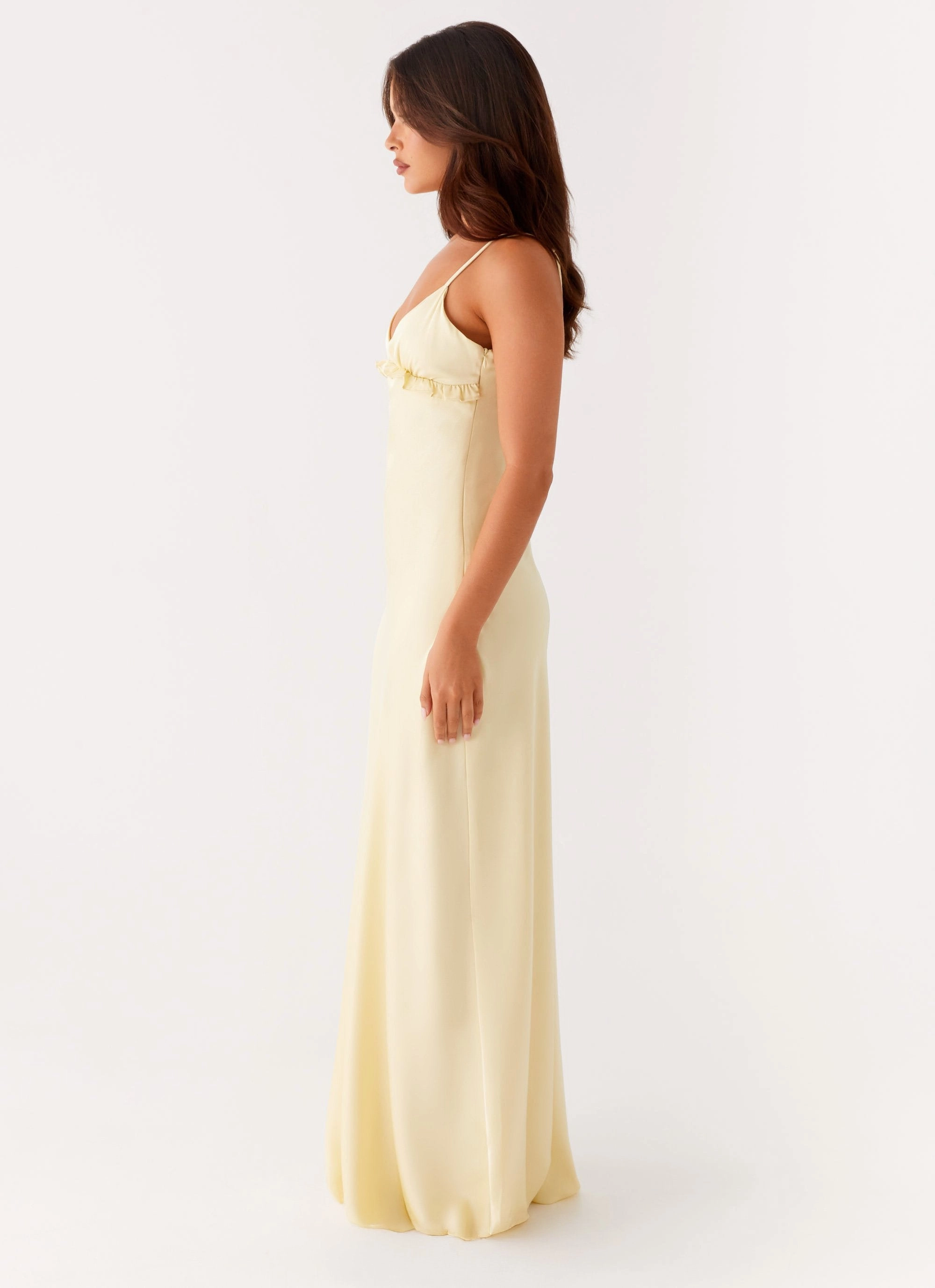 Elona Maxi Dress - Baby Yellow Sequin-Detail