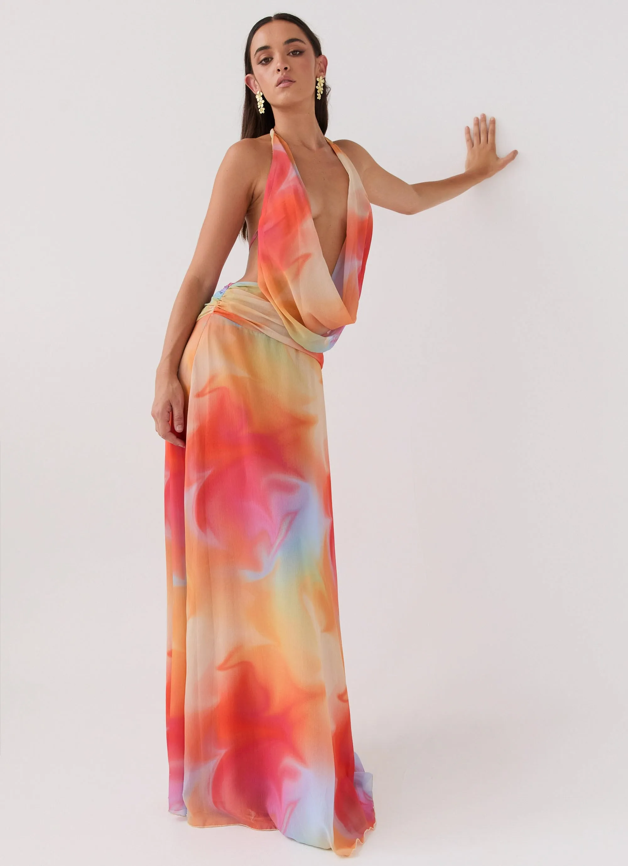 Elysia Chiffon Maxi Dress - Rainbow Current Style