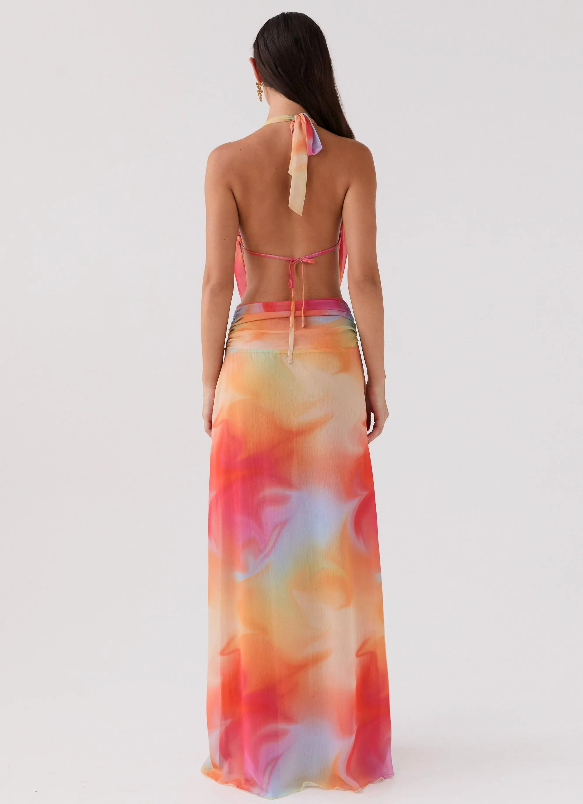 Elysia Chiffon Maxi Dress - Rainbow Seamless Side Panels