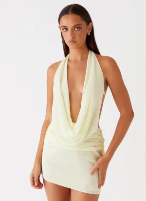 Elysia Chiffon Mini Dress - Lemon Sporty Appeal Unisex Design