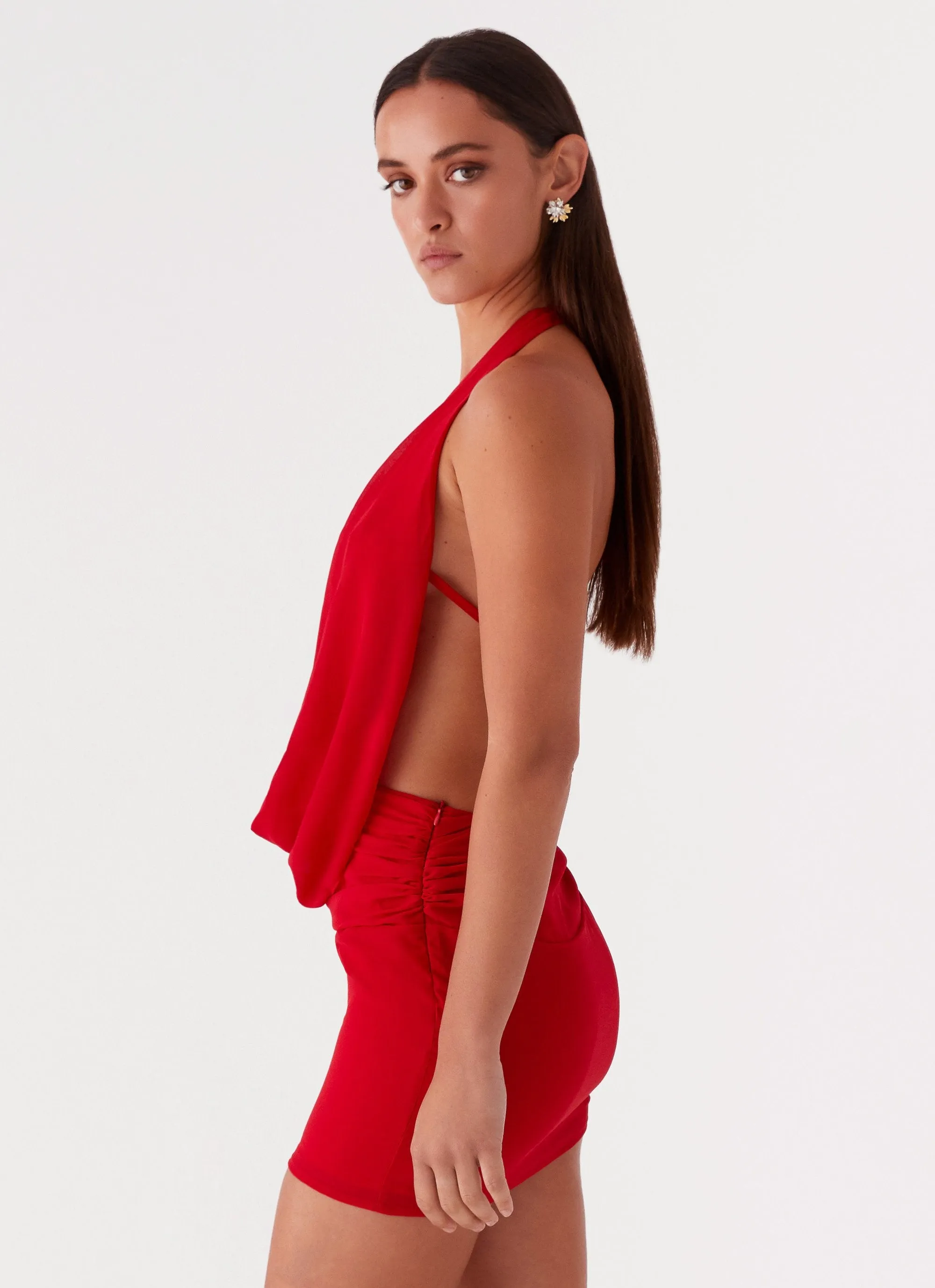 Elysia Chiffon Mini Dress - Red Sophisticated Look