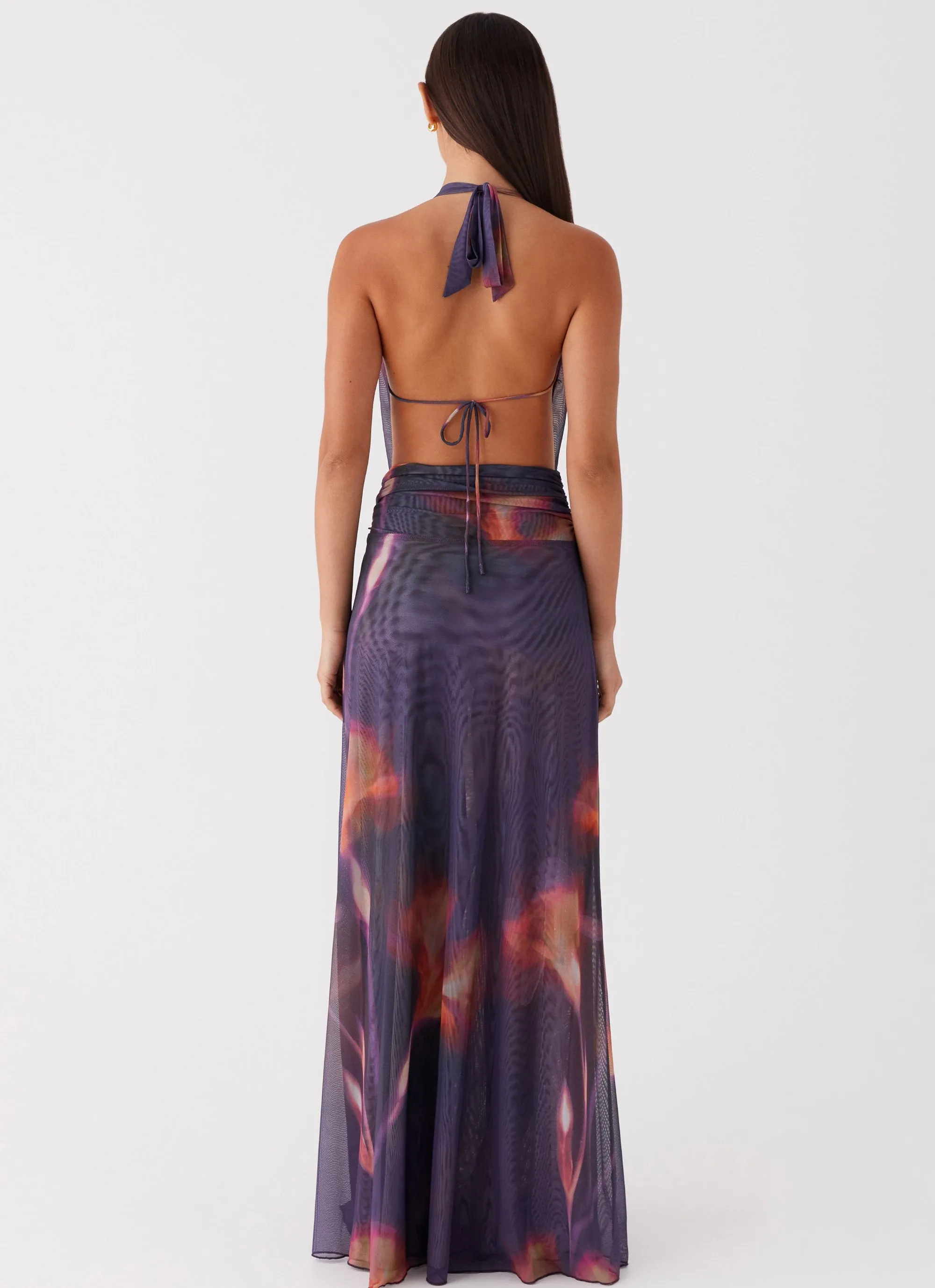 Elysia Mesh Maxi Dress - Midnight Bloom Exclusive Collection