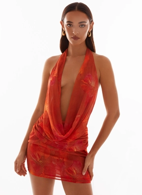 Elegant formal piece Elysia Chiffon Mini Dress - Amber