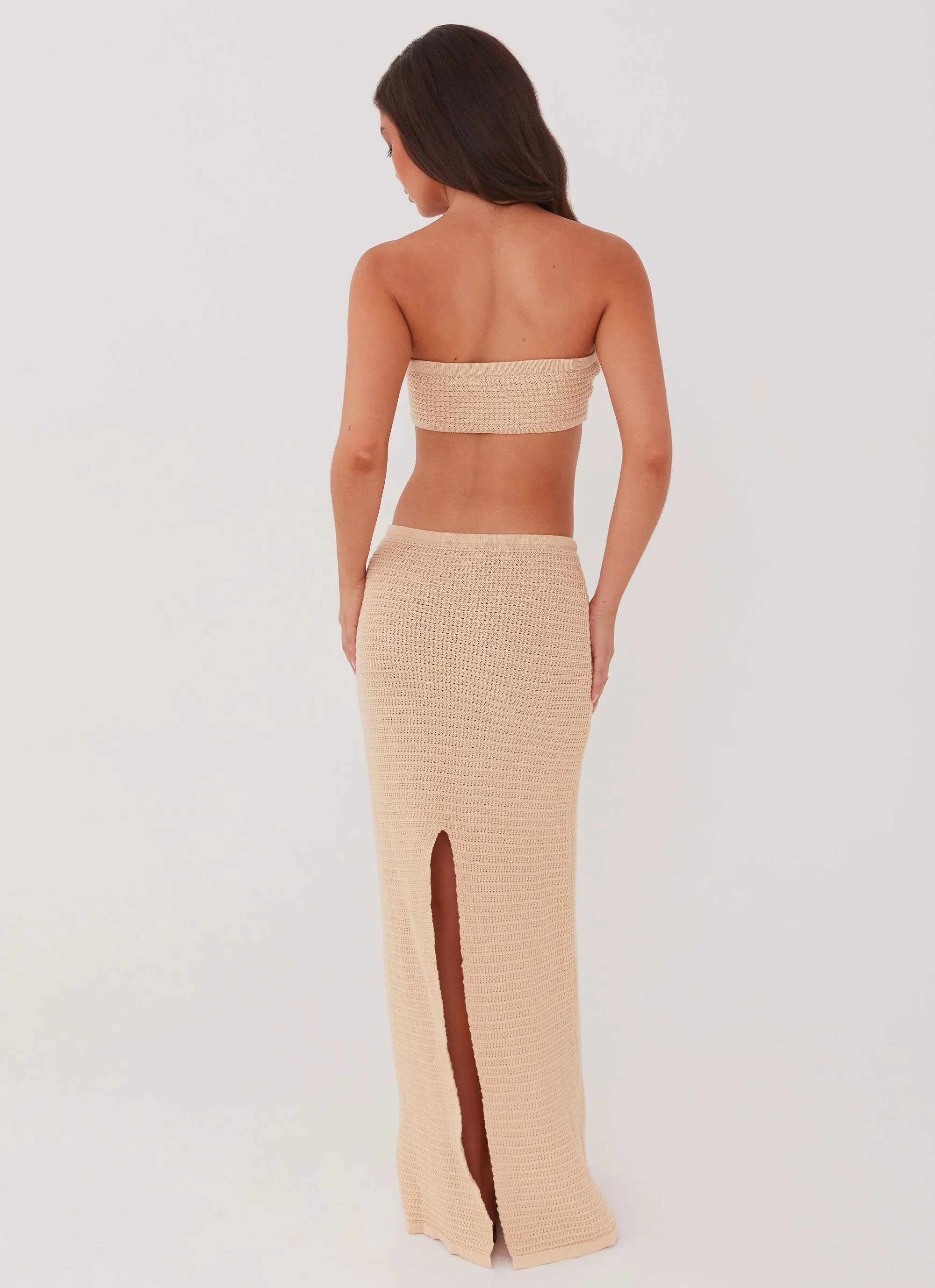 Emaline Knit Maxi Skirt - Beige Limited Release