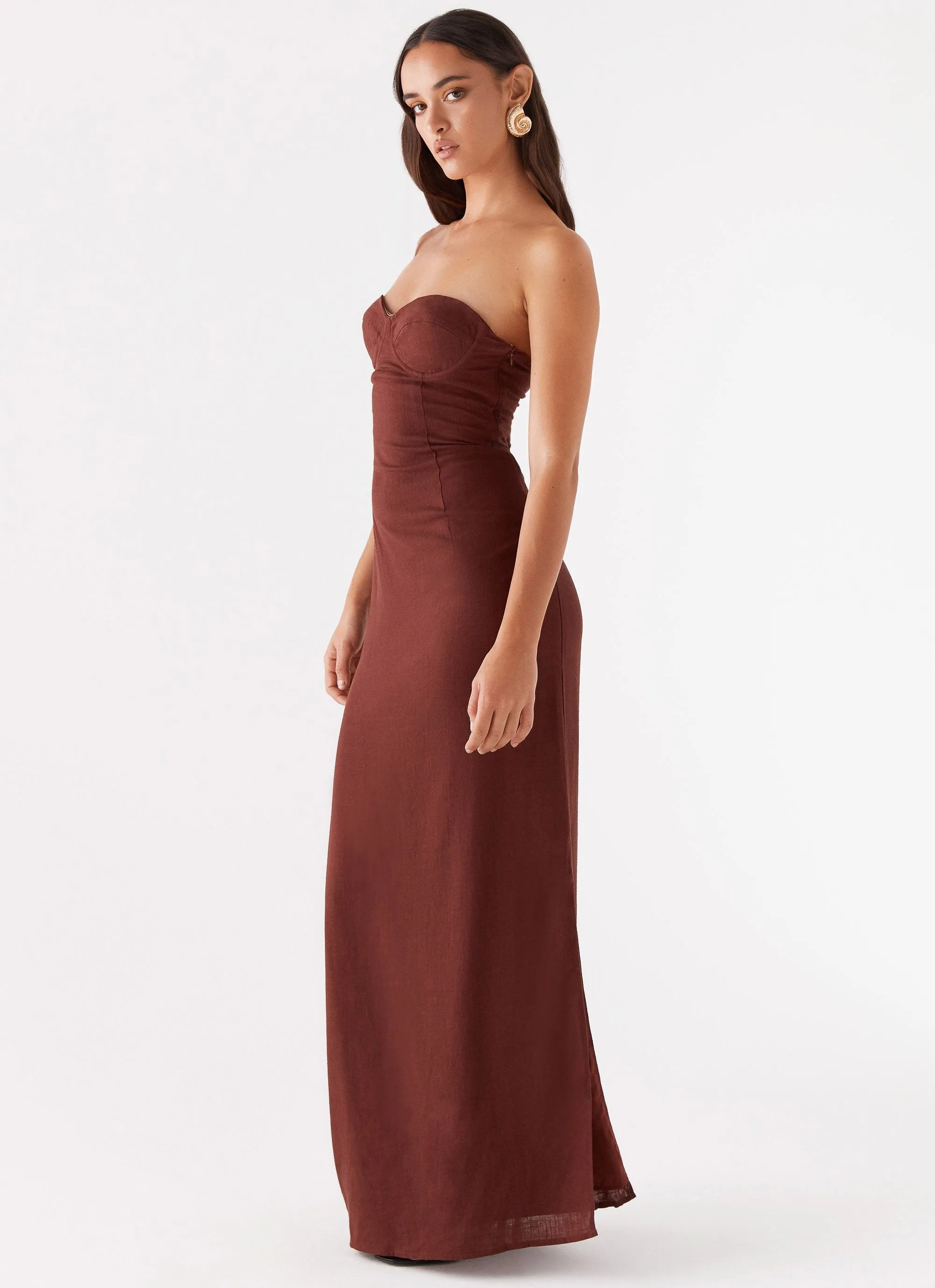 Esra Strapless Maxi Dress - Chocolate Simple Layer All-Weather Ready