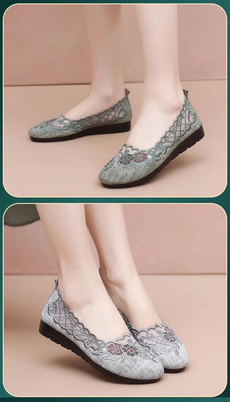 Embroidered Breathable Mesh Shoes