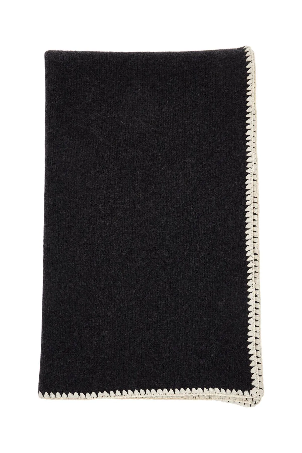 embroidered cashmere and wool scarf in grey mélange 241 WSC1233 YA0004 GREY MELANGE