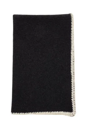 embroidered cashmere and wool scarf in grey mélange 241 WSC1233 YA0004 GREY MELANGE
