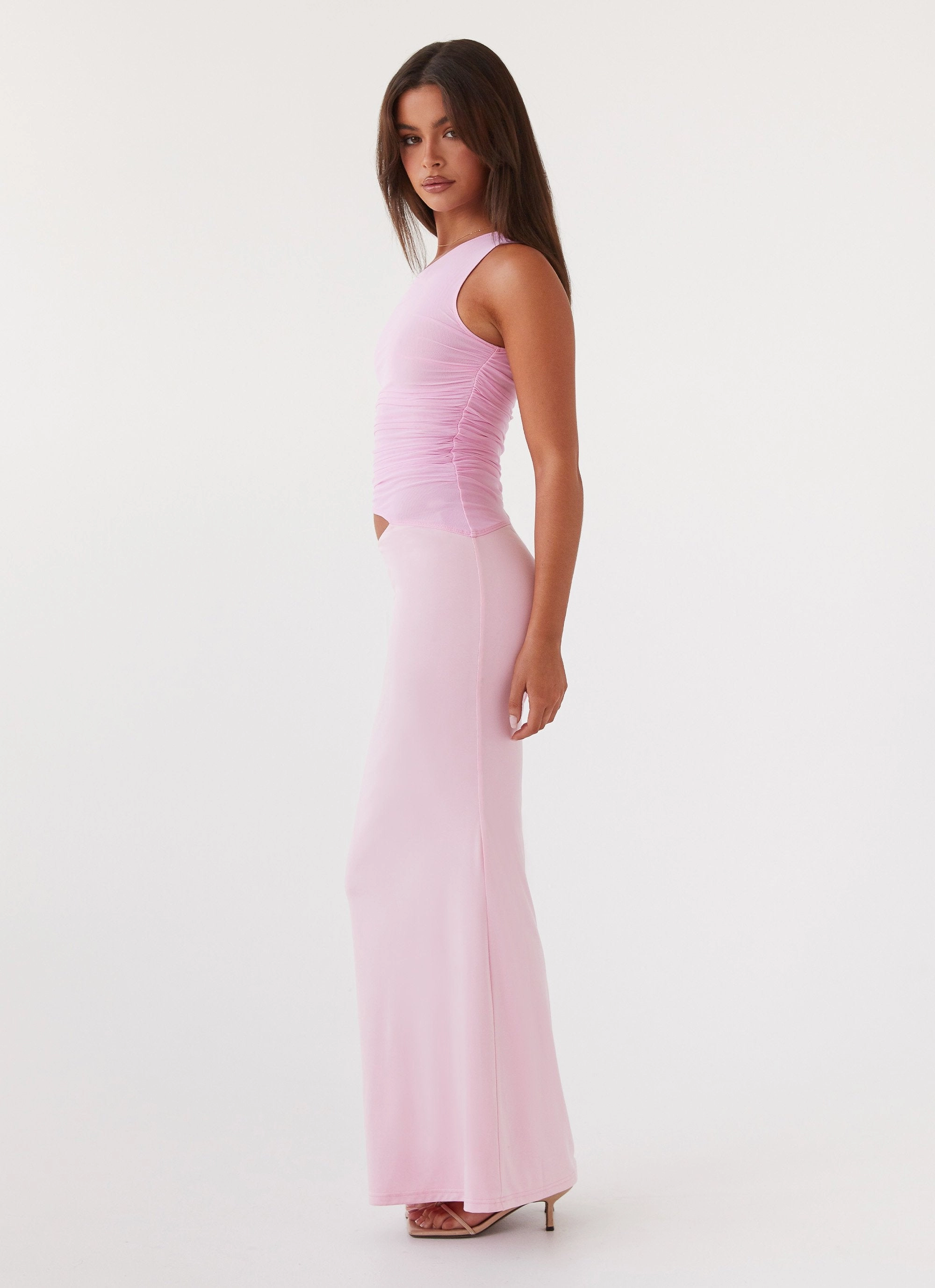Vibrant Design Seranella One Shoulder Maxi Dress - Pink