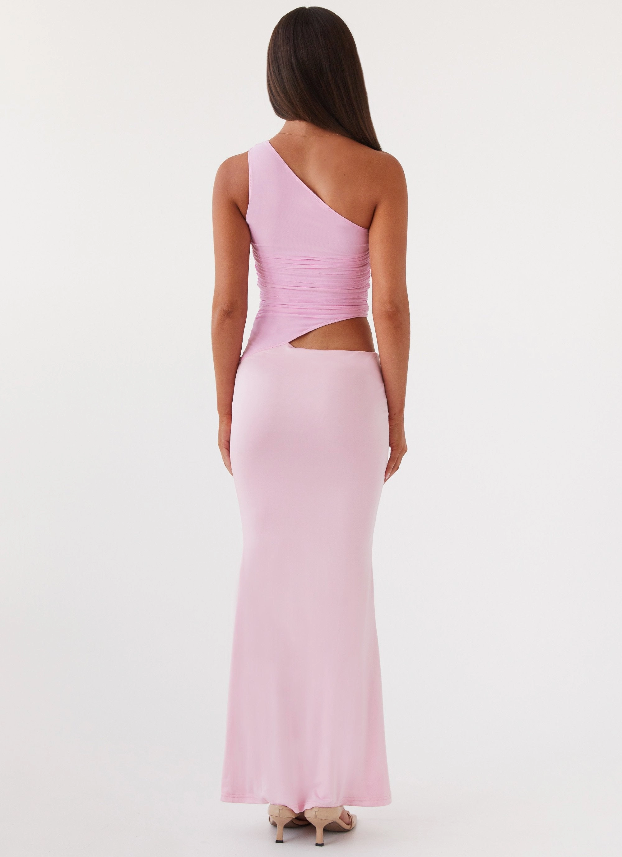 Seranella One Shoulder Maxi Dress - Pink Quiet Mood