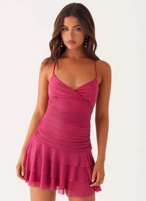 Emily Mini Dress - Fuchsia Elegant holiday wear