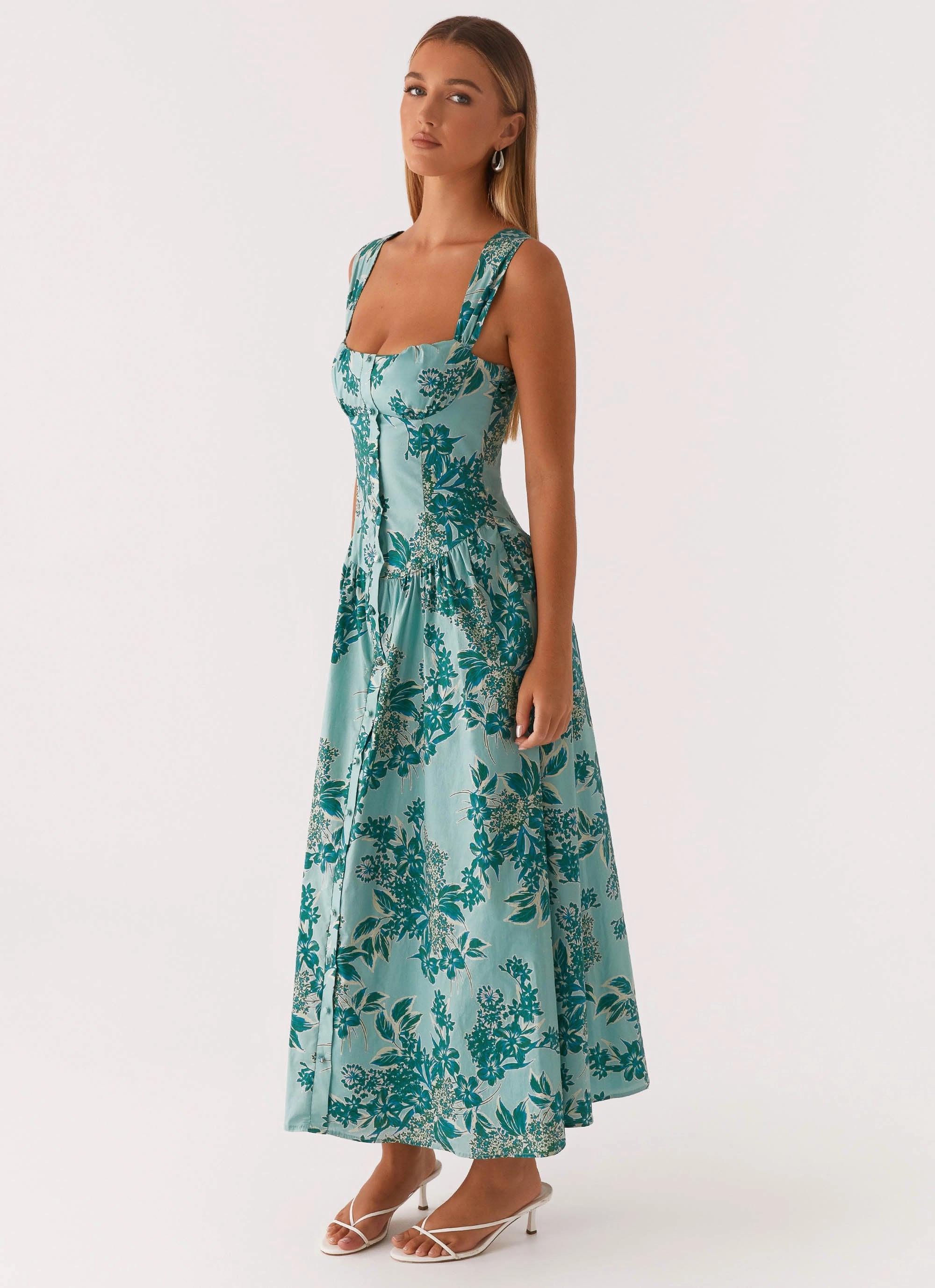 Emmalina Midi Dress - Cloud Nine Floral Daily Essential All-season garment
