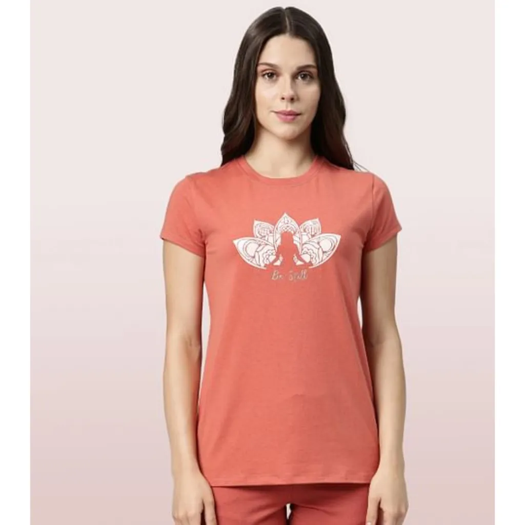 Enamor-E147 BASIC CREW TEE â€“ GRAPHIC PRINT | SHORT SLEEVE CREW NECK STRETCH COTTON TEE