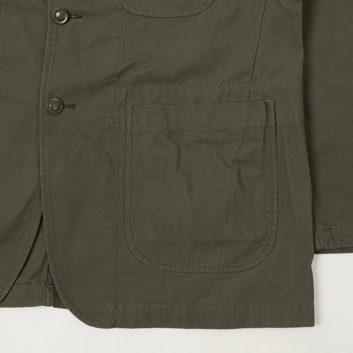 Engineered Garments Heavyweight Ripstop Bedford Jacket - Olive Non Restrictive Fit Flatlock stitching