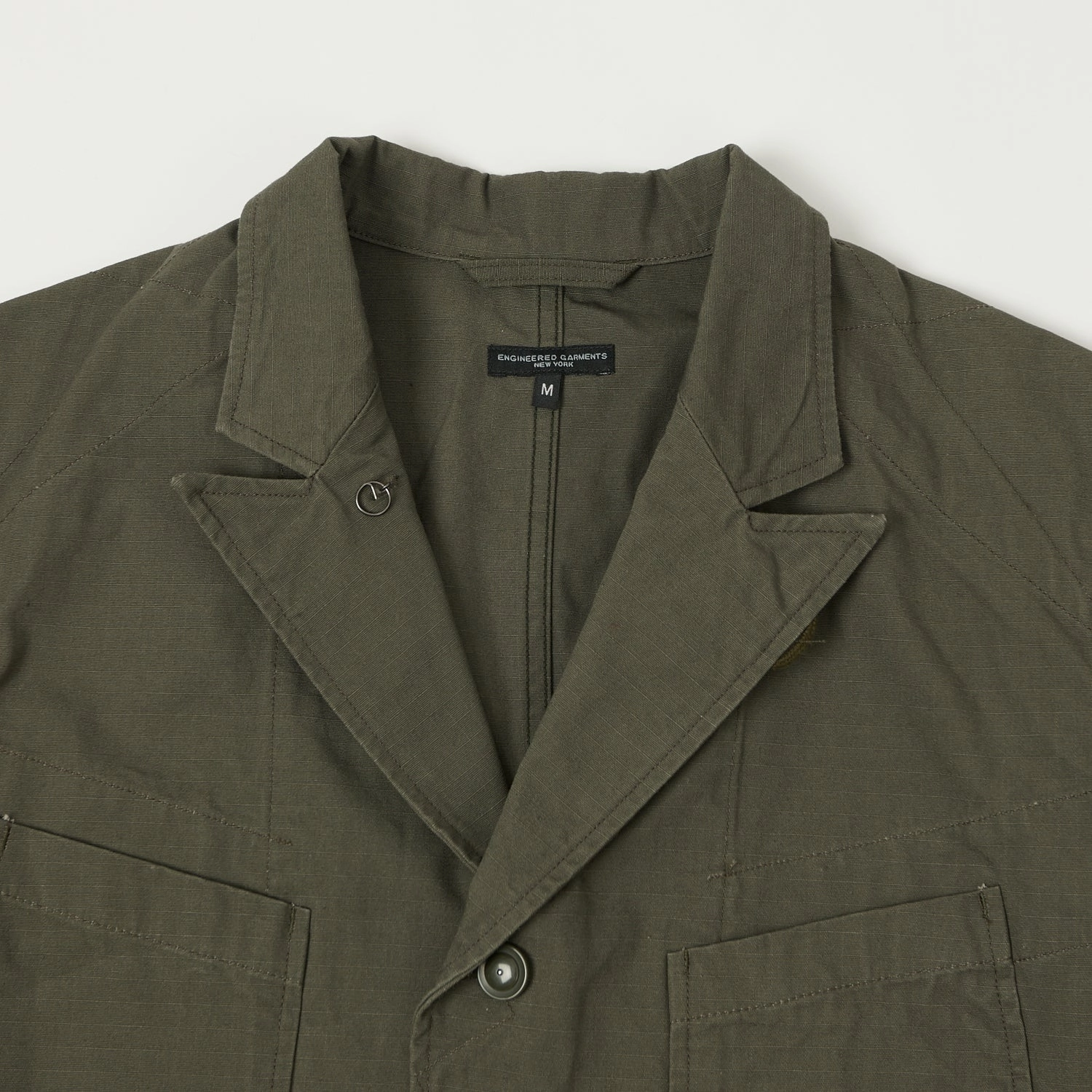 Engineered Garments Heavyweight Ripstop Bedford Jacket - Olive Mid Season Wear Taped Neckline