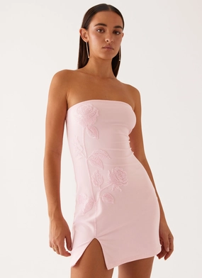 Enora Beaded Mini Dress - Baby Pink Date-Night