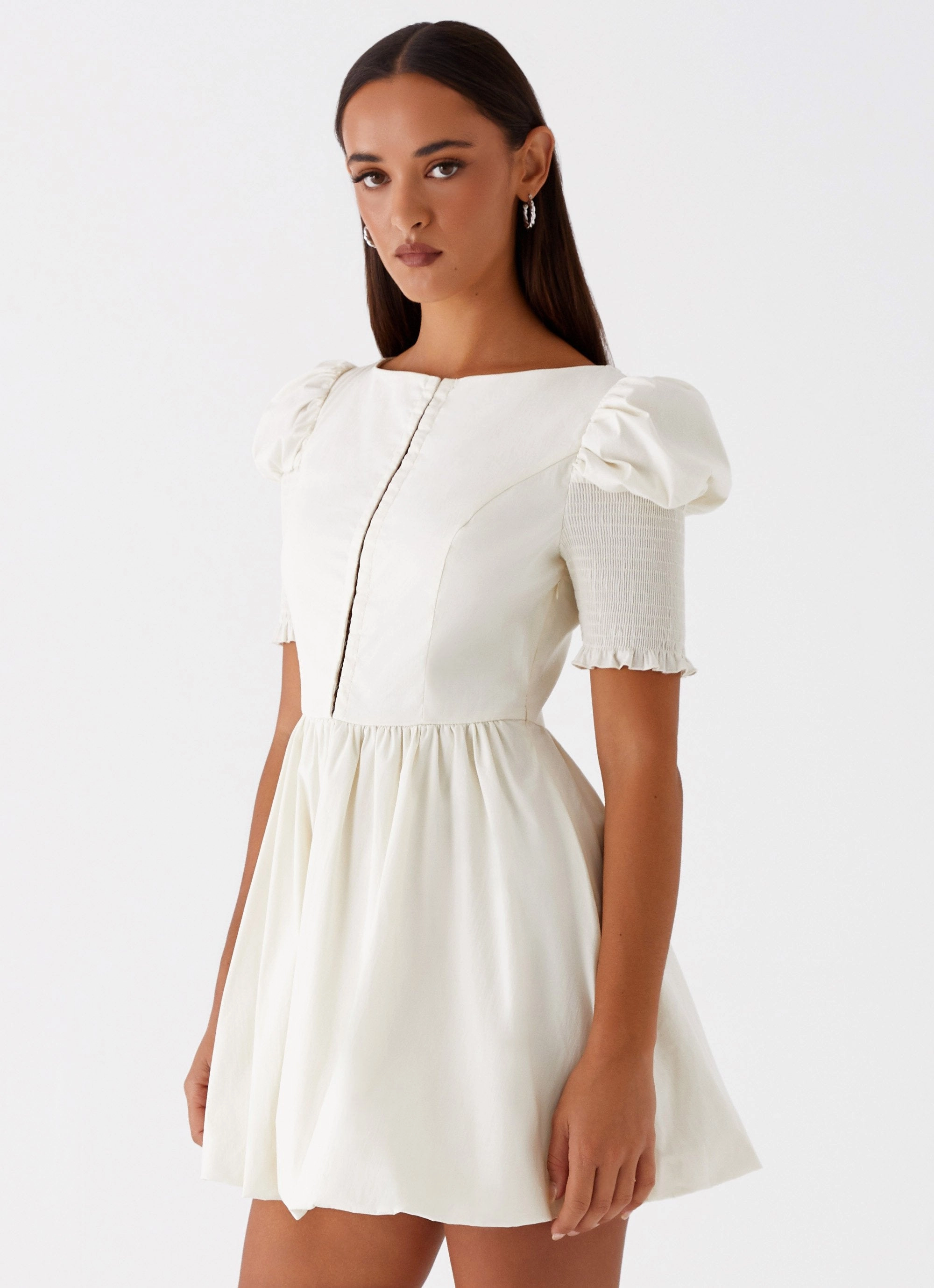 Enya Mini Dress - Ivory Light Motion