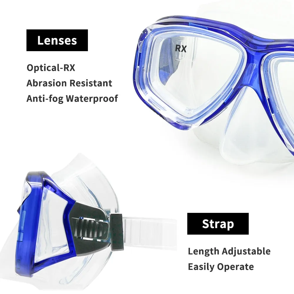 Enzodate Unisex Full Rim Polycarbonate Myopic Snorkel Goggles