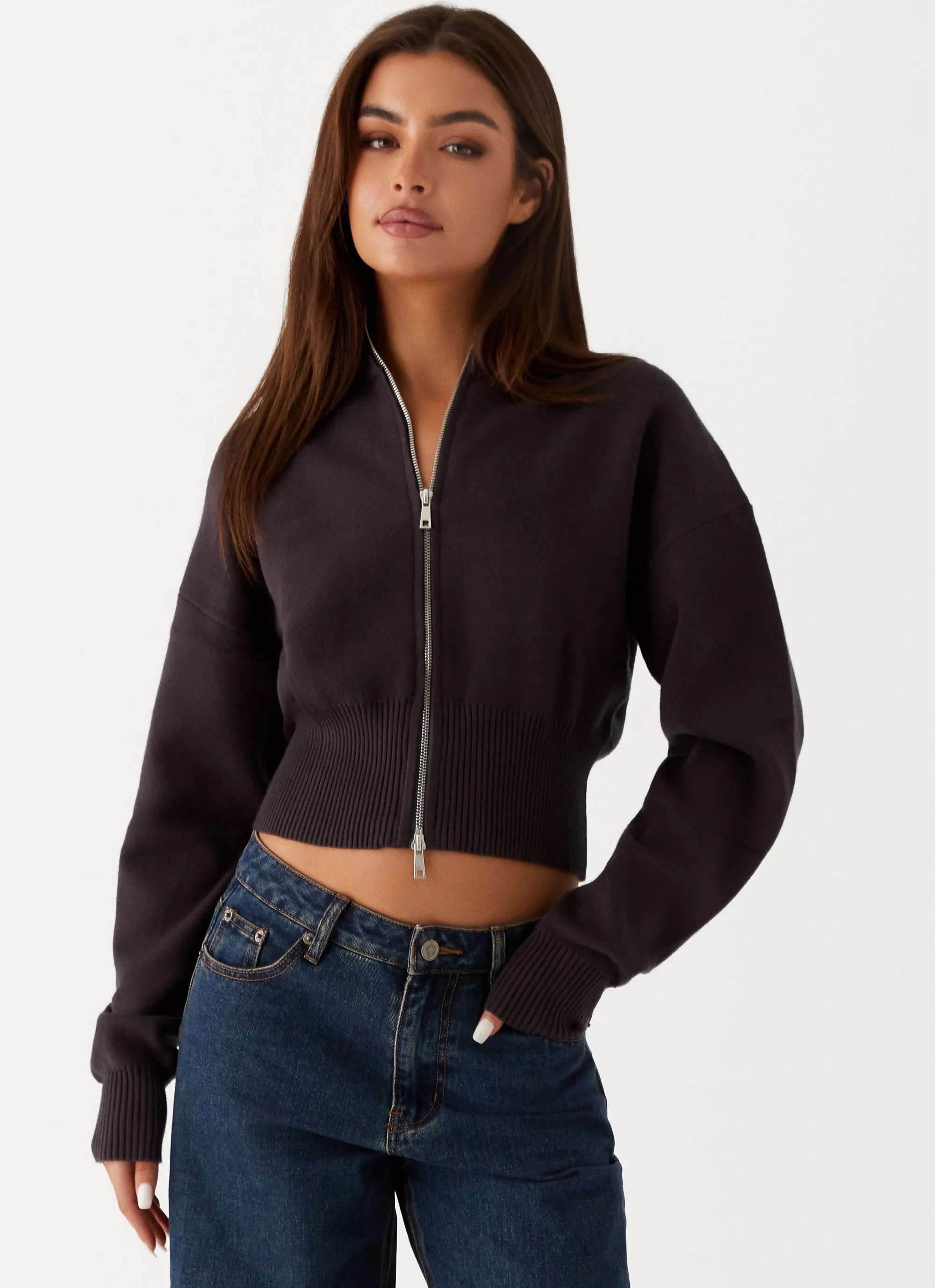 Thermal Regulation System Fashionable Fit Episode High Neck Cardigan - Charcoal