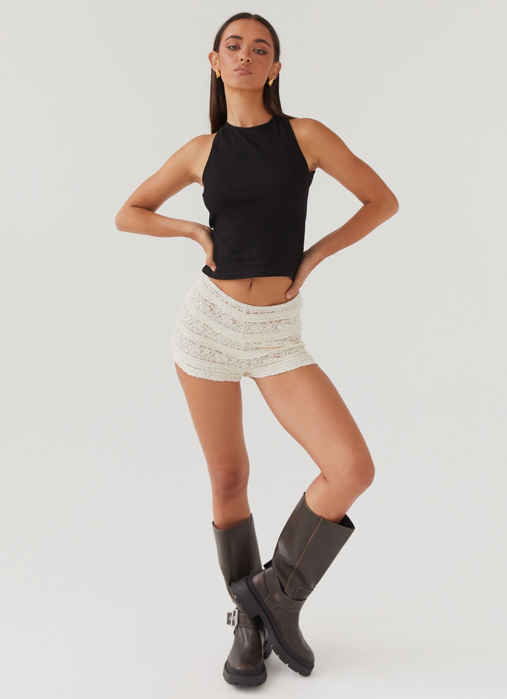 Desert Isle Mini Shorts - Ivory Windproof coating