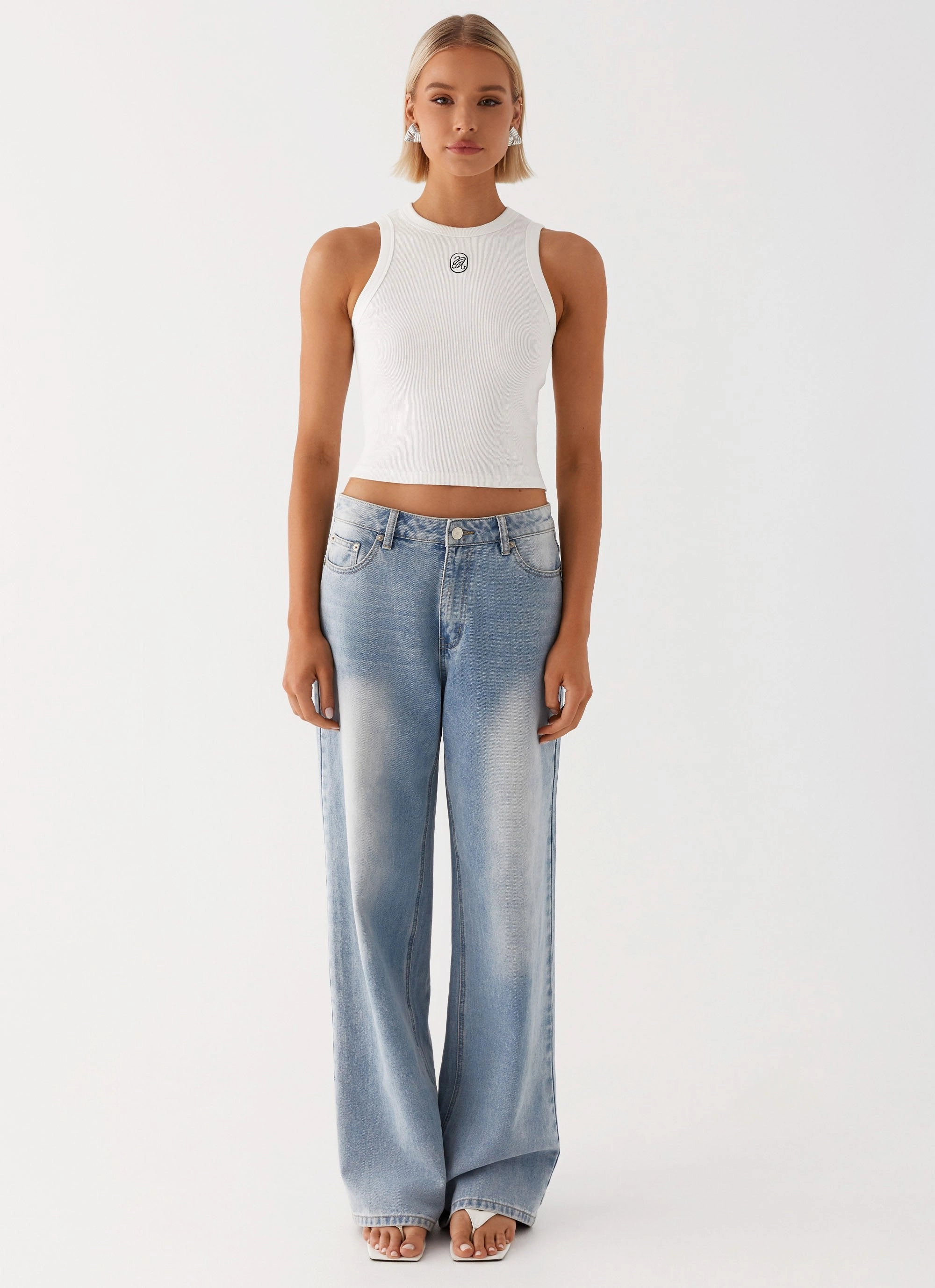 Veda Tank Top - White NoiseReduciting Zipper