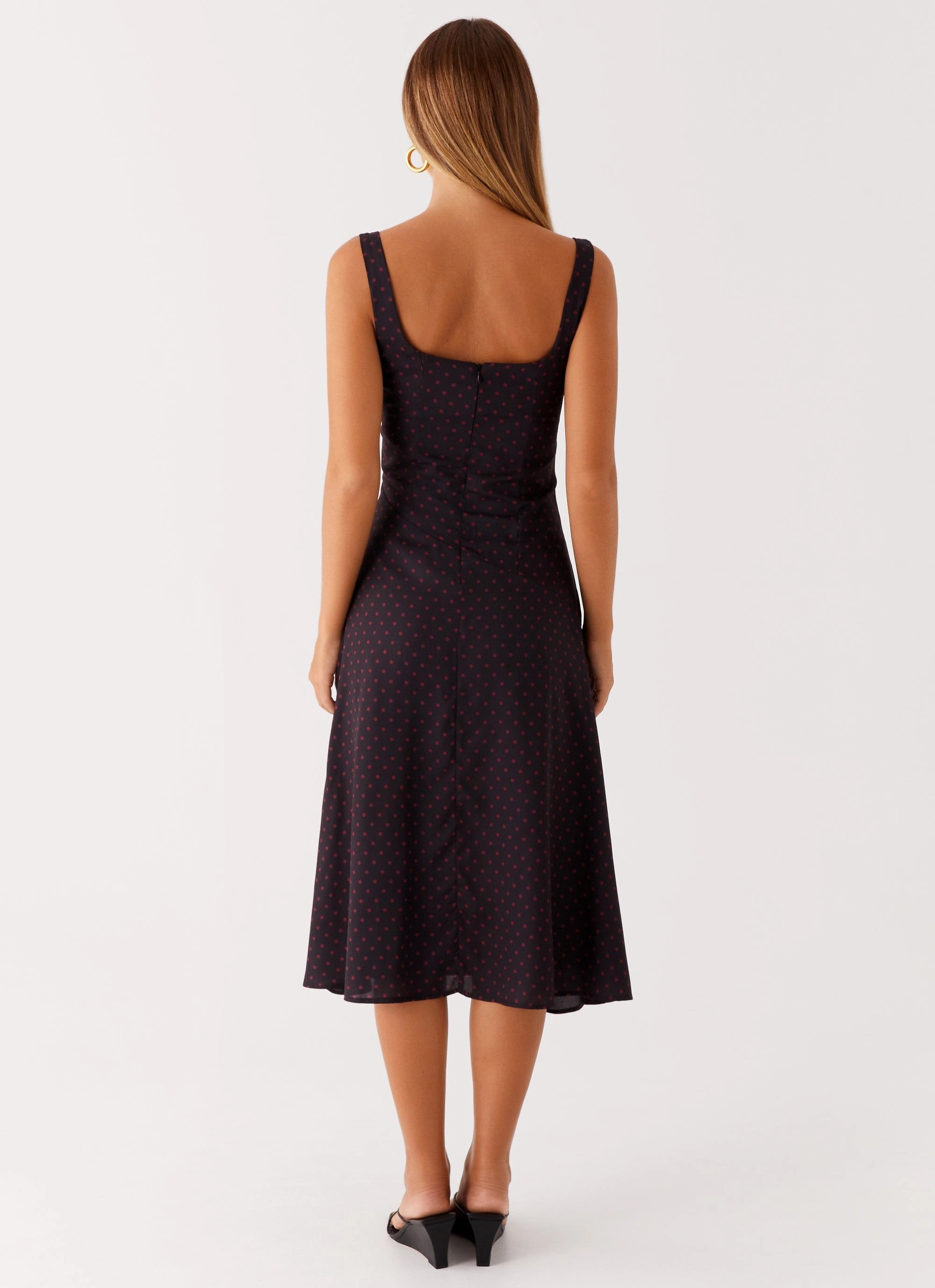 Rowyn Midi Dress - Black Polka Dot Breathable wear