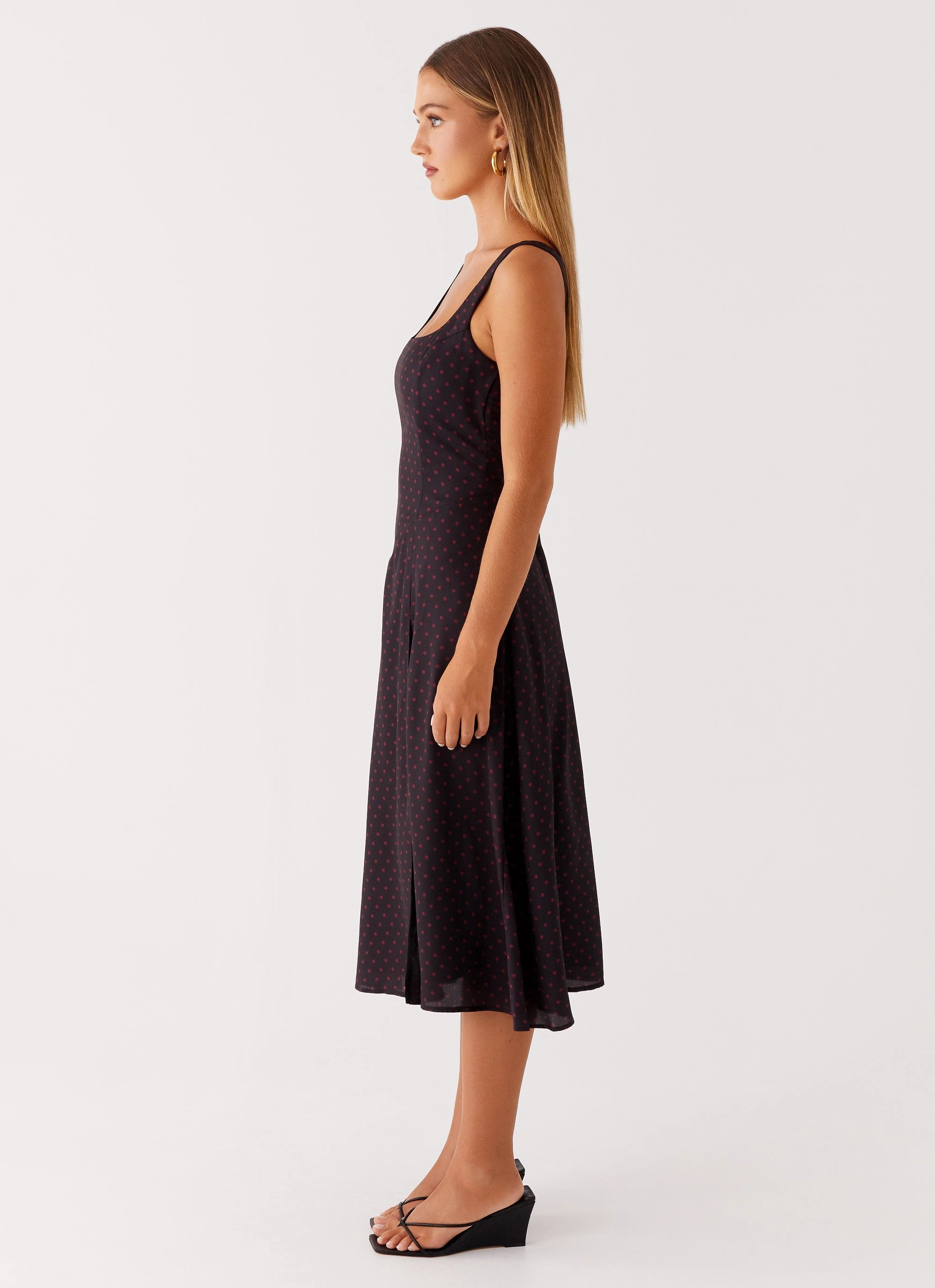 Soft Comfort Trendy Piece Rowyn Midi Dress - Black Polka Dot