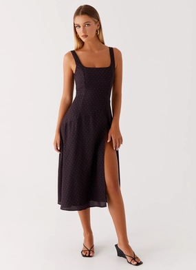 Daily Wear Rowyn Midi Dress - Black Polka Dot